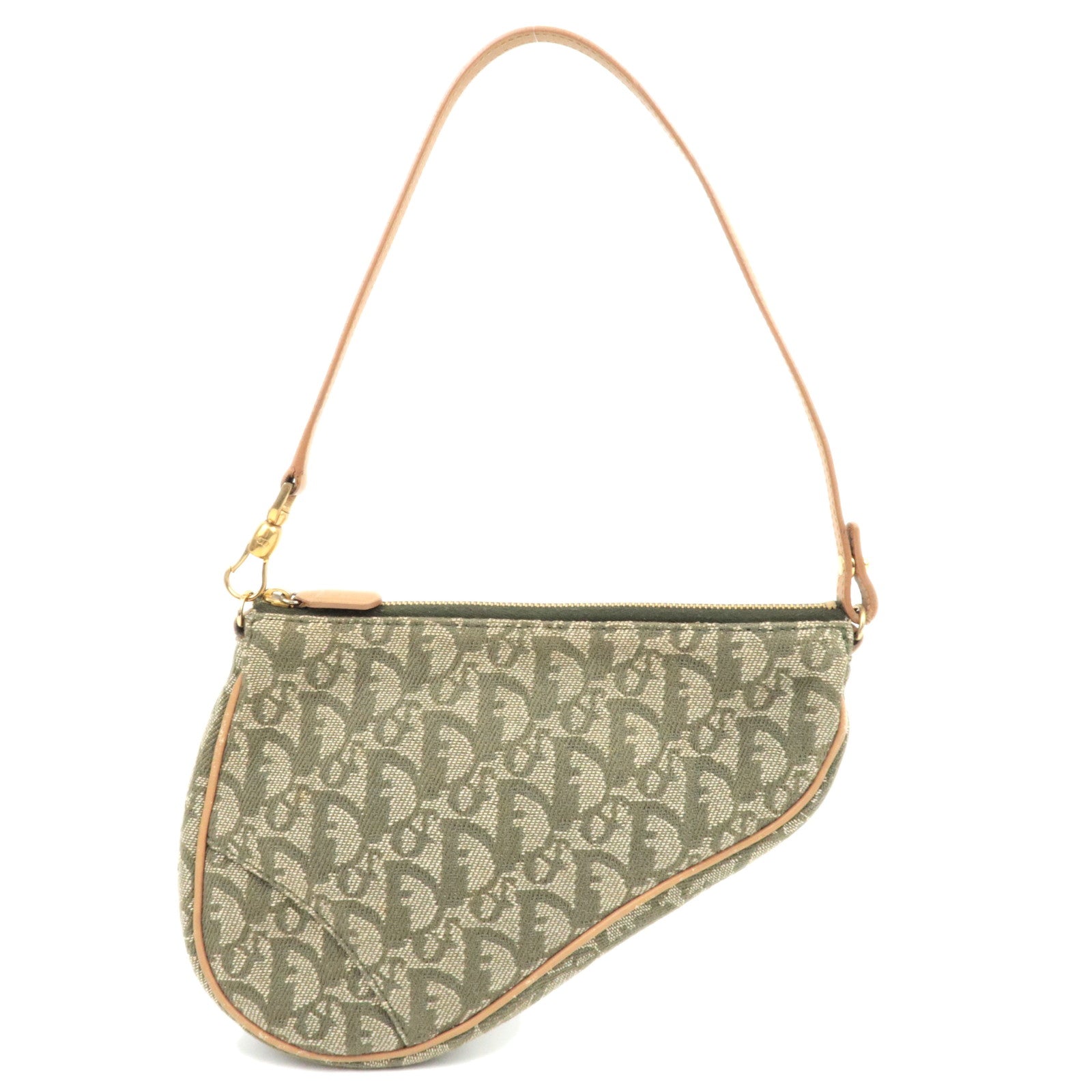 Christian Dior Trotter Canvas Leather Saddle Bag Khaki