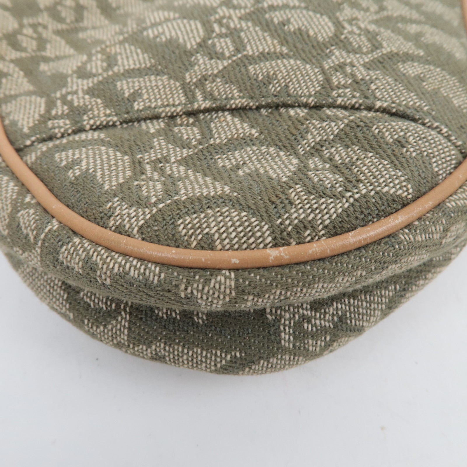 Christian Dior Trotter Canvas Leather Saddle Bag Khaki