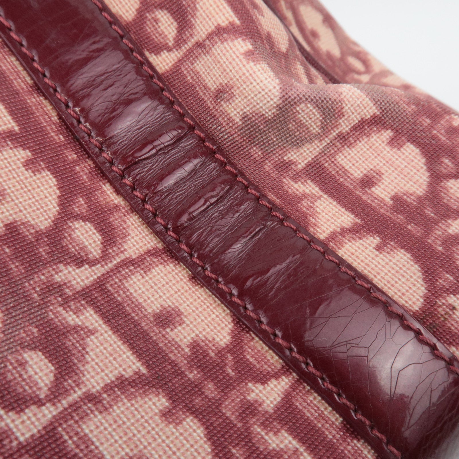 Christian Dior Trotter PVC Patent Leather Boston Bag Bordeaux *Key lock