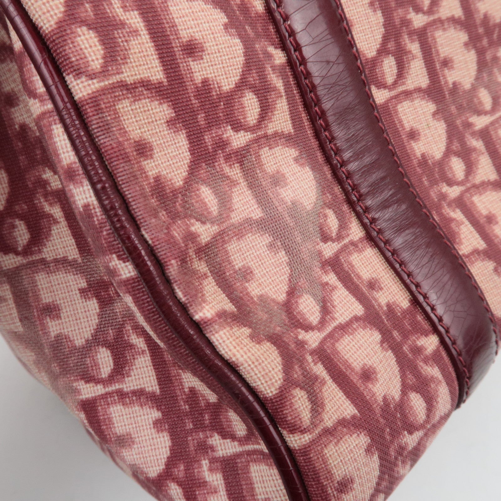 Christian Dior Trotter PVC Patent Leather Boston Bag Bordeaux *Key lock