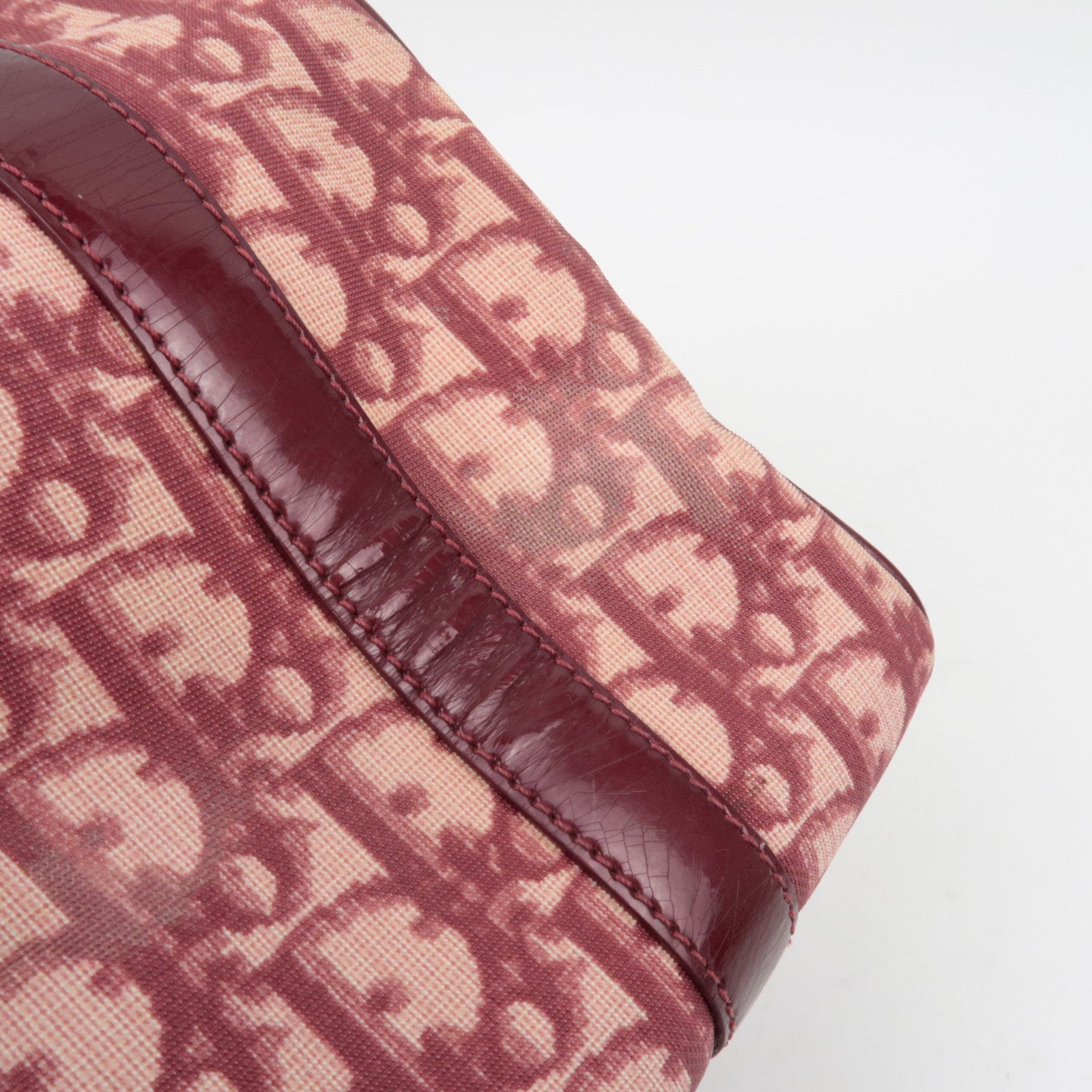 Christian Dior Trotter PVC Patent Leather Boston Bag Bordeaux *Key lock