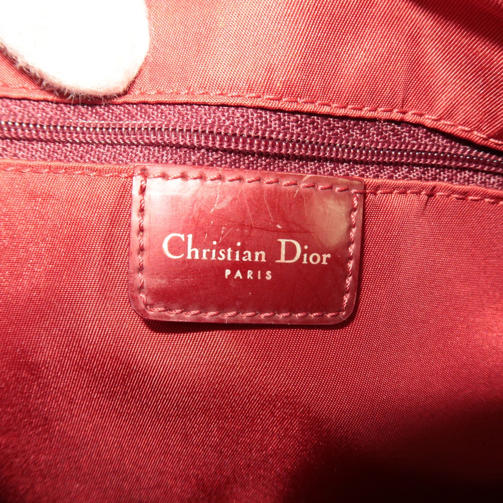 Christian Dior Trotter PVC Patent Leather Boston Bag Bordeaux *Key lock