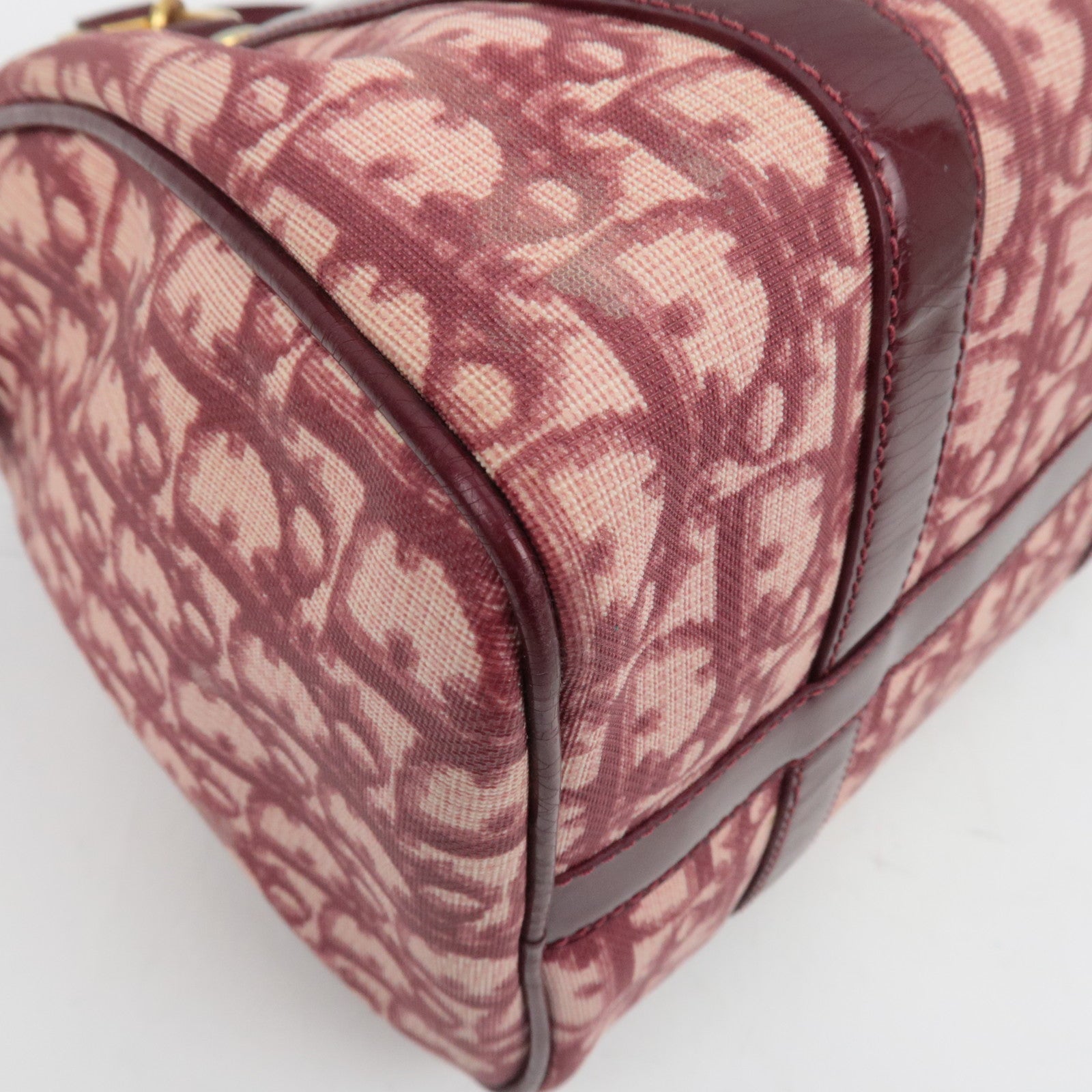 Christian Dior Trotter PVC Patent Leather Boston Bag Bordeaux *Key lock