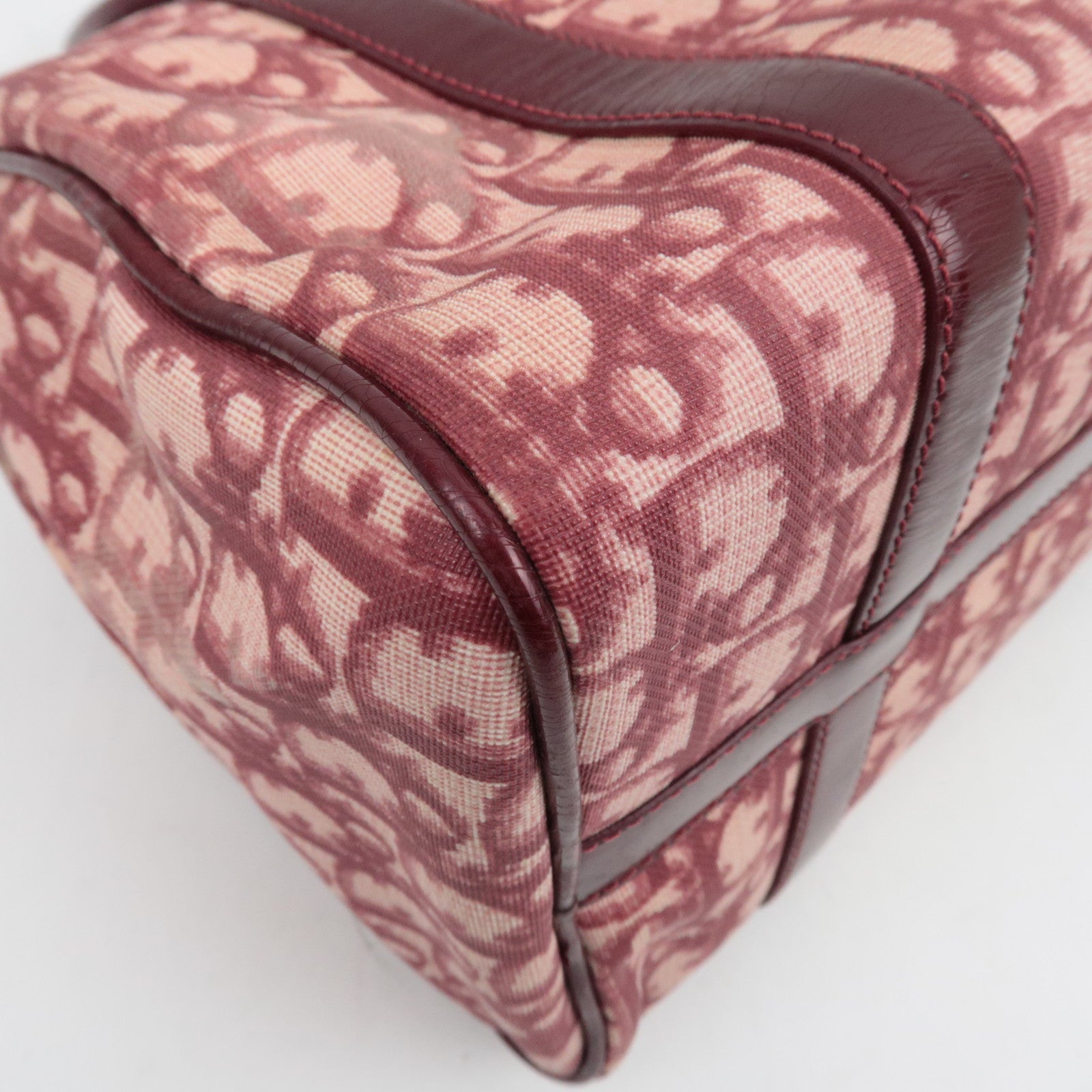 Christian Dior Trotter PVC Patent Leather Boston Bag Bordeaux *Key lock