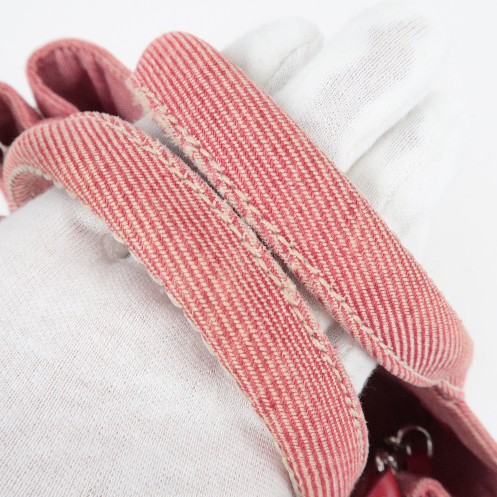 MIU MIU Denim 2WAY Tote Bag Rood 5BA219 *Band