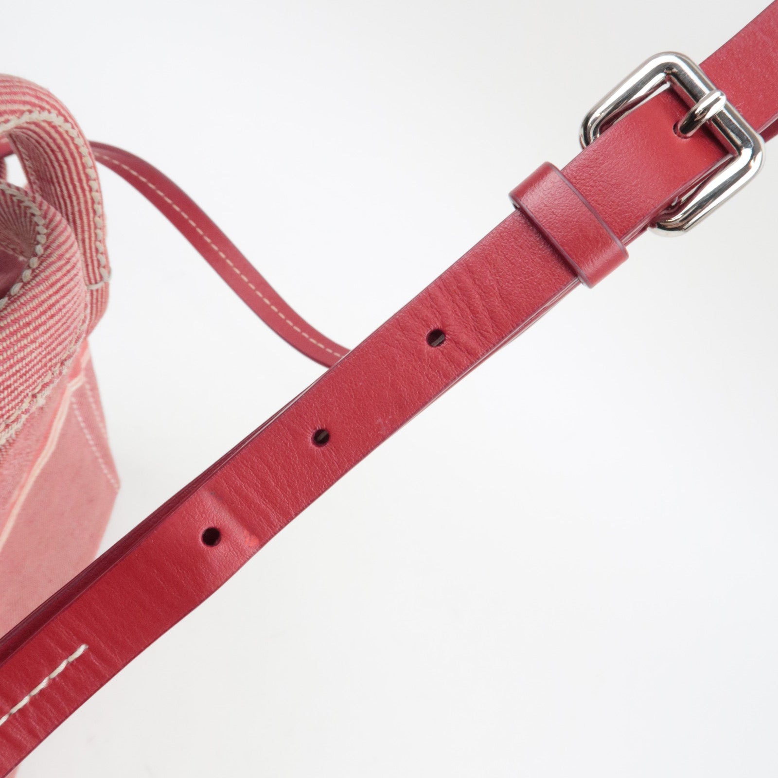 MIU MIU Denim 2WAY Tote Bag Rood 5BA219 *Band