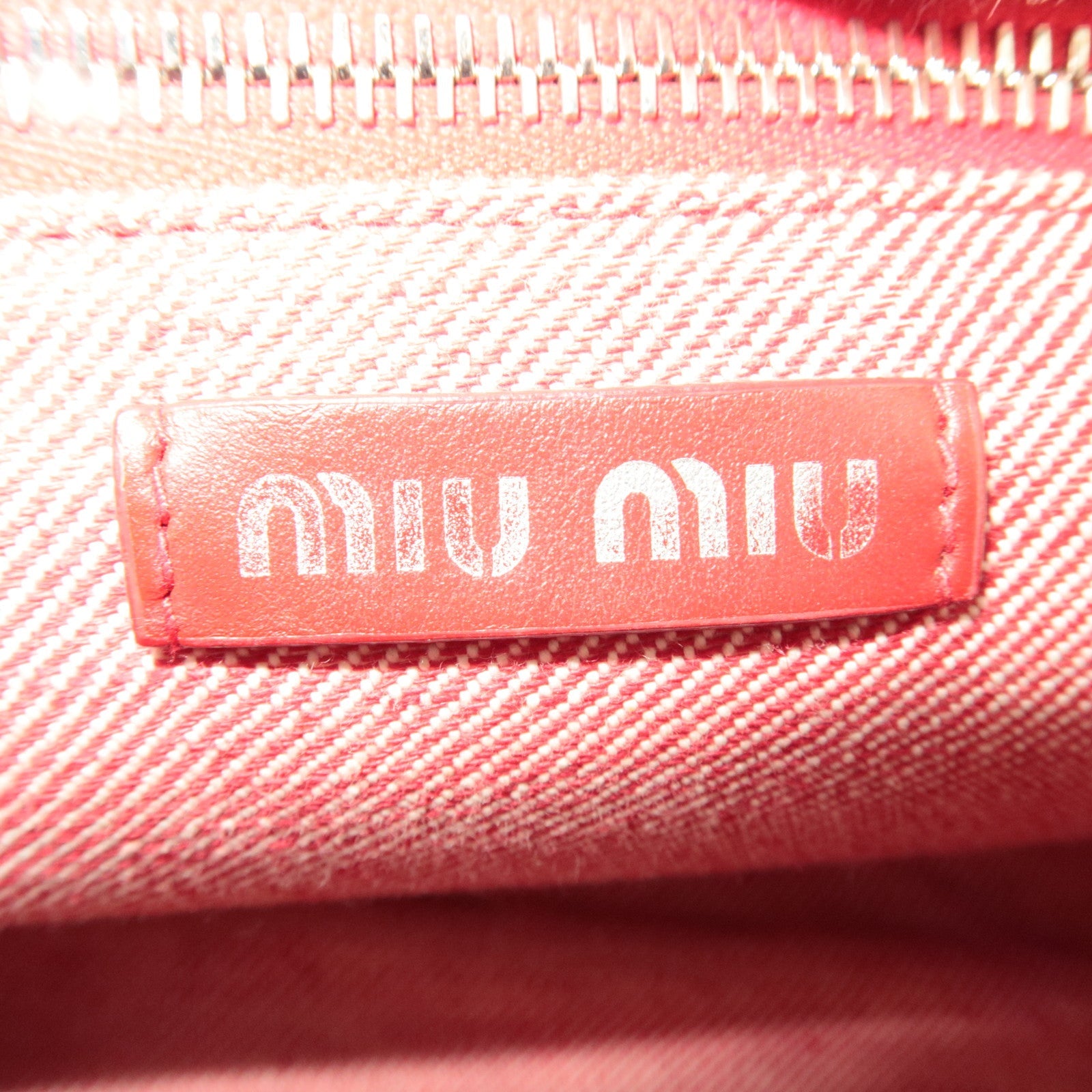 MIU MIU Denim 2WAY Tote Bag Rood 5BA219 *Band