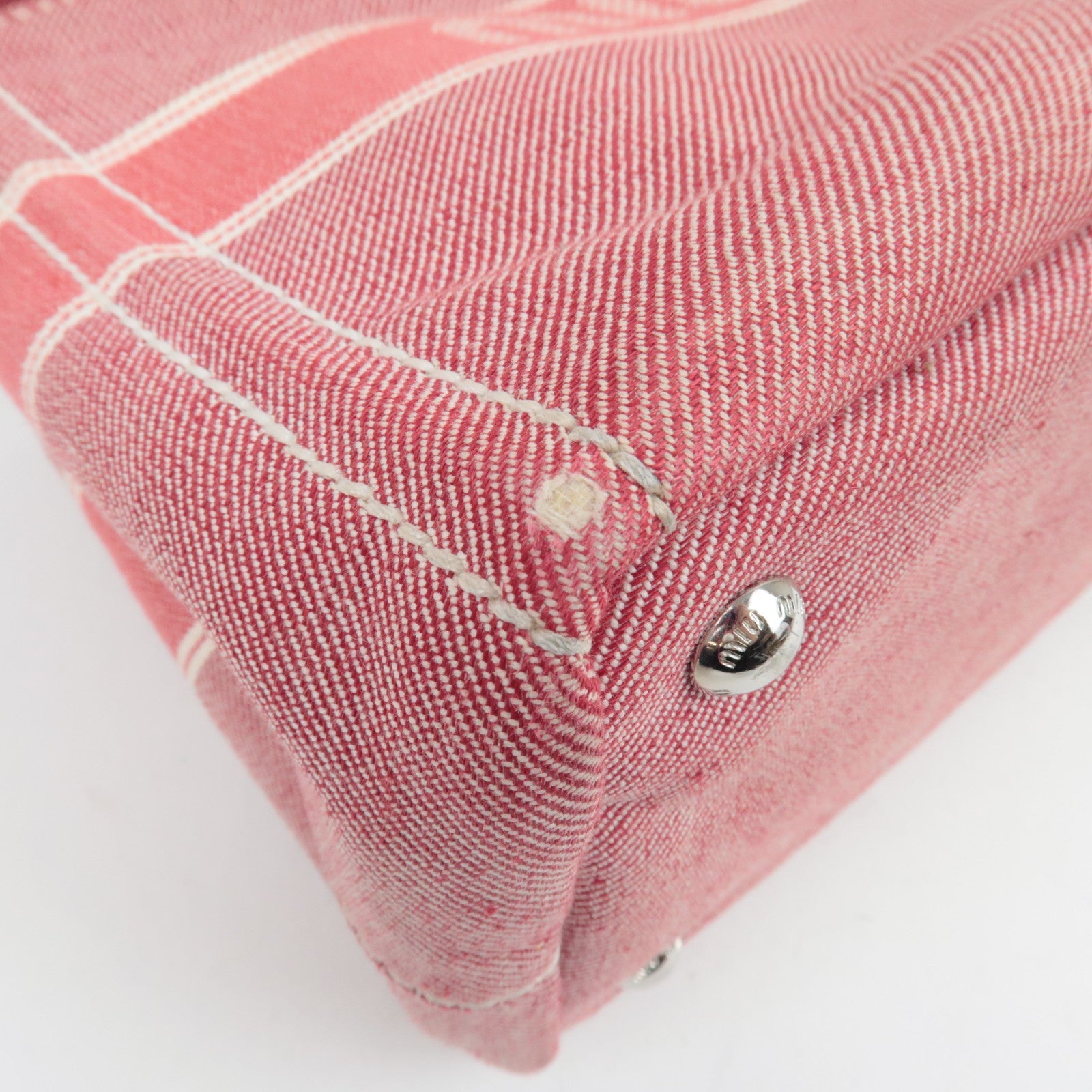 MIU MIU Denim 2WAY Tote Bag Rood 5BA219 *Band