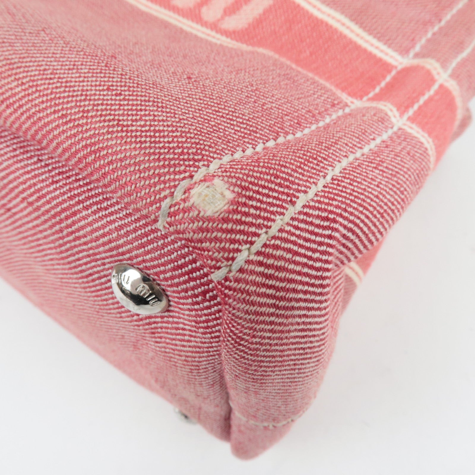 MIU MIU Denim 2WAY Tote Bag Rood 5BA219 *Band