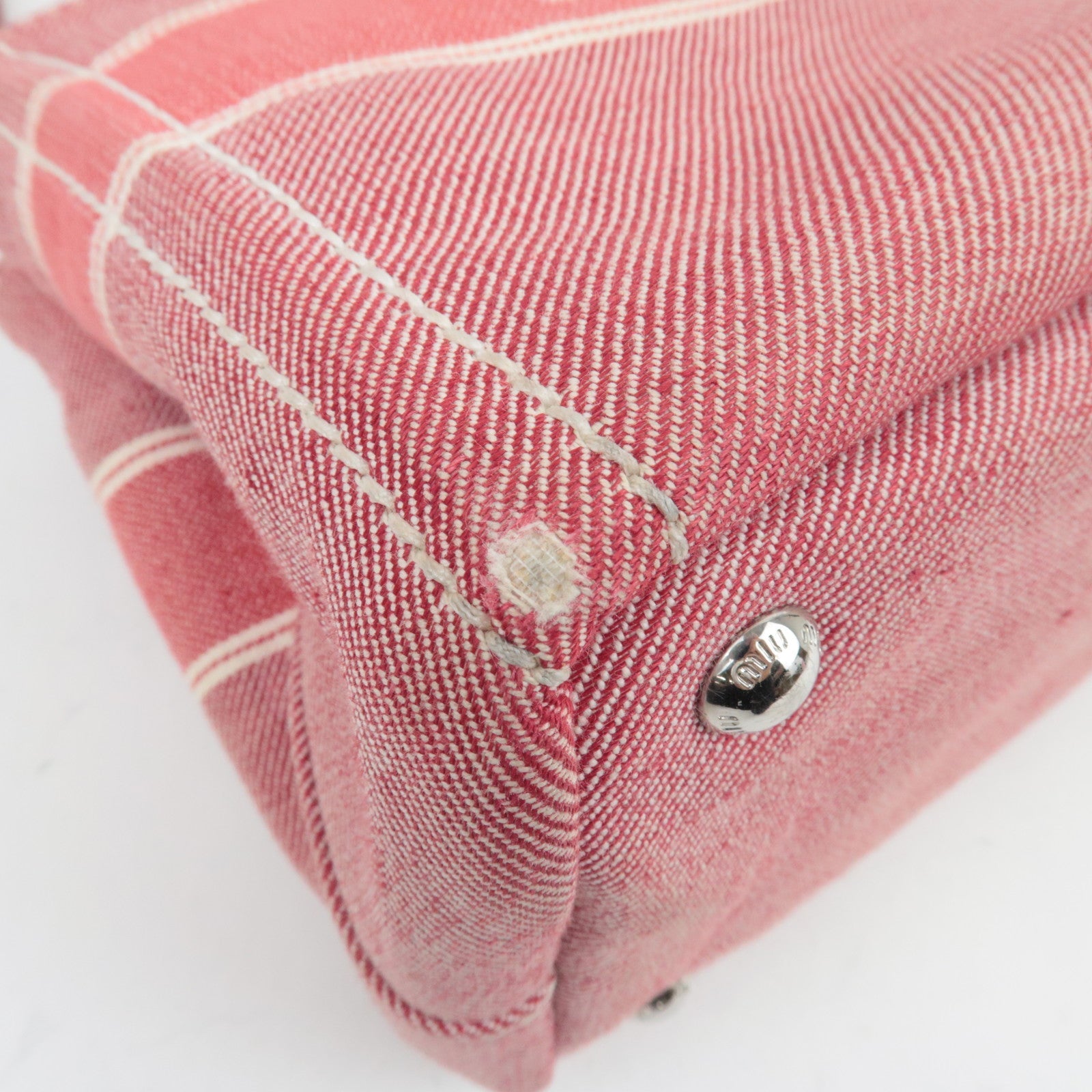 MIU MIU Denim 2WAY Tote Bag Rood 5BA219 *Band