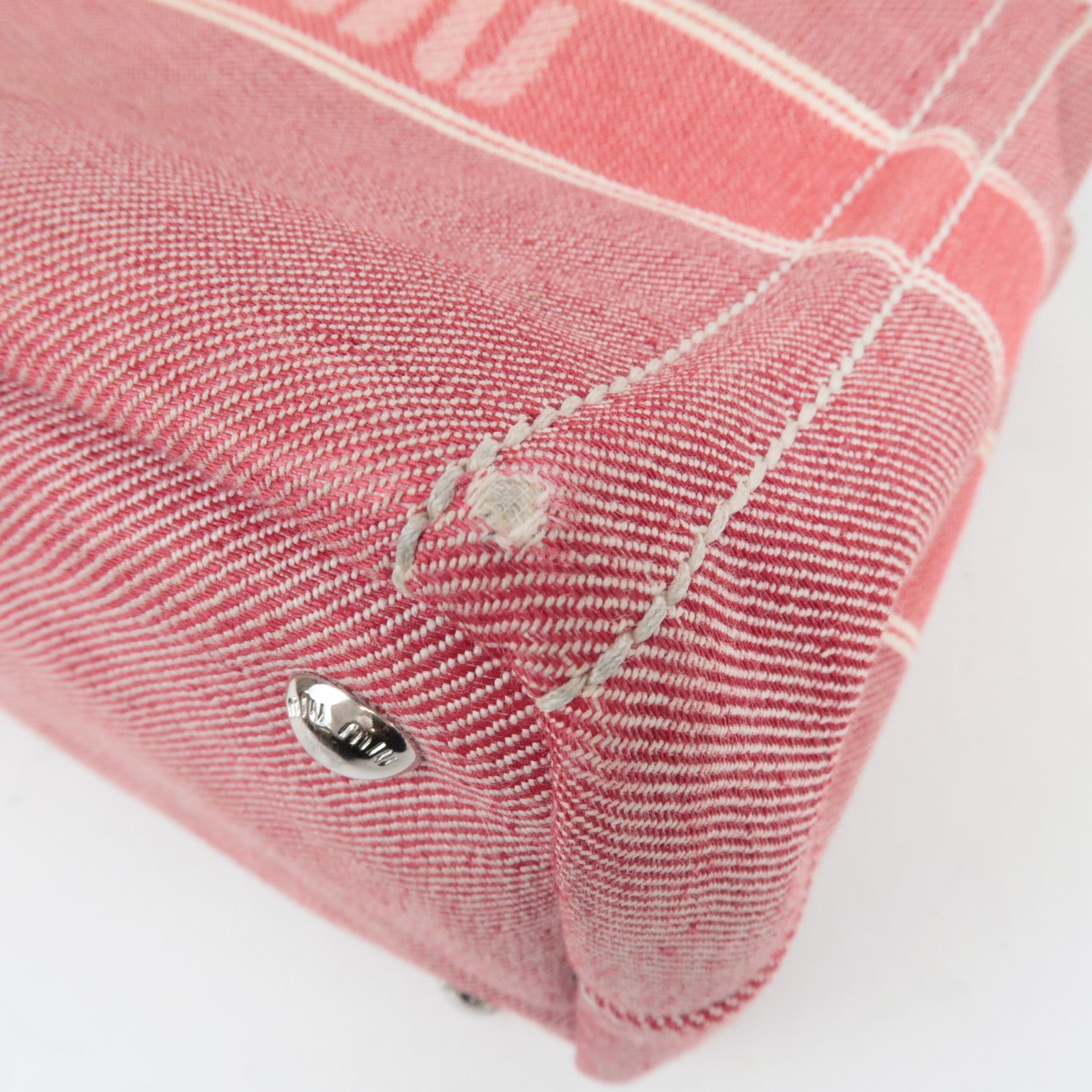 MIU MIU Denim 2WAY Tote Bag Rood 5BA219 *Band