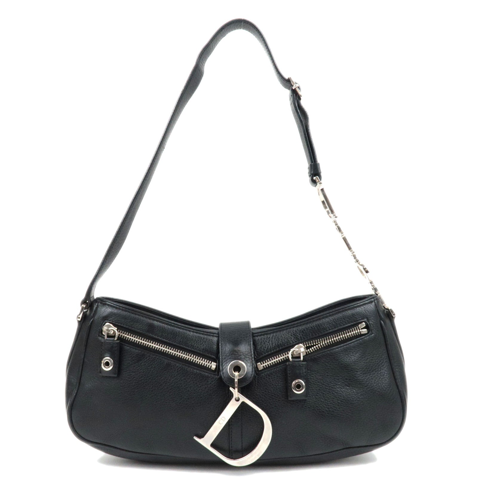 Christian Dior Leather One Shoulder Bag Black *Dust Bag