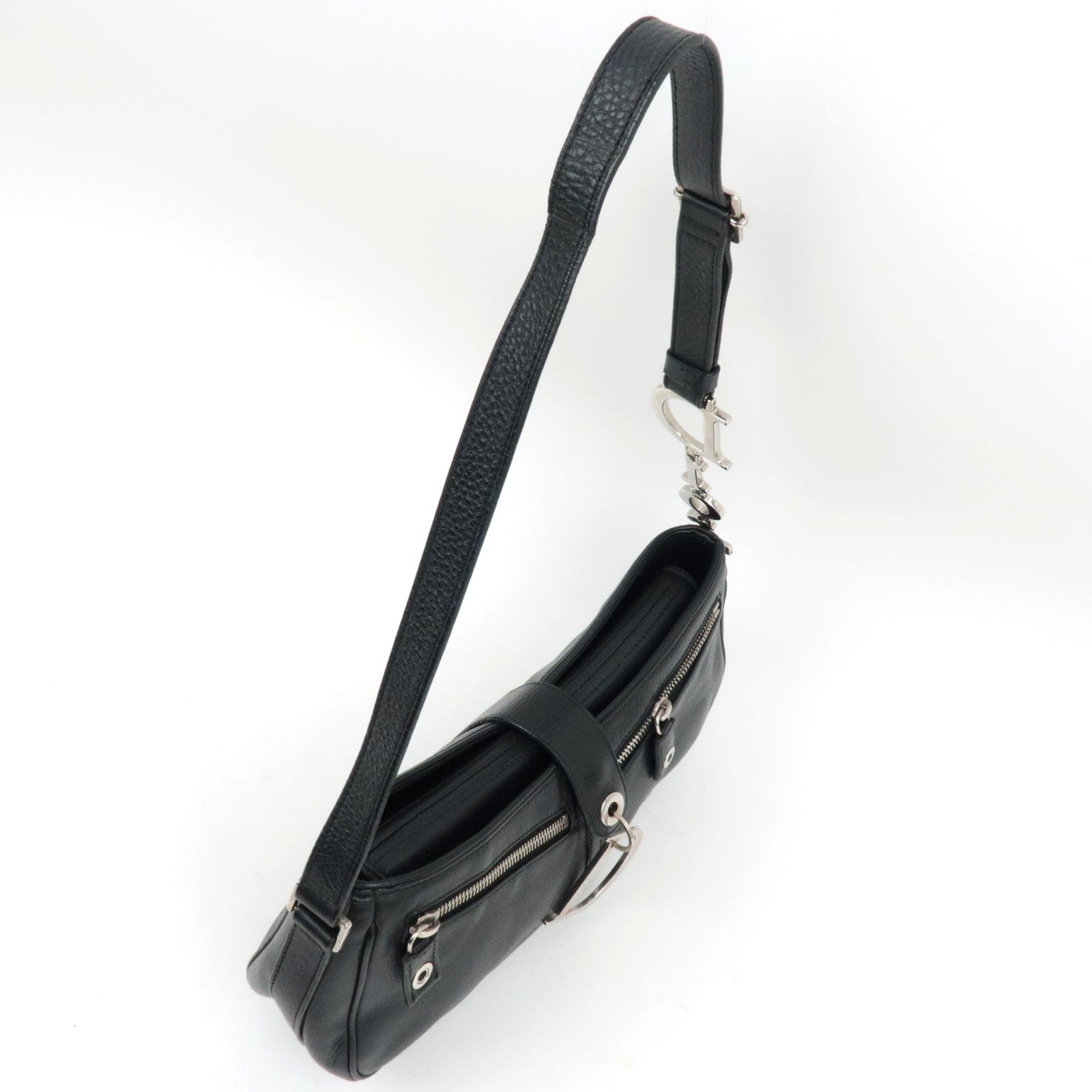 Christian Dior Leather One Shoulder Bag Black *Dust Bag