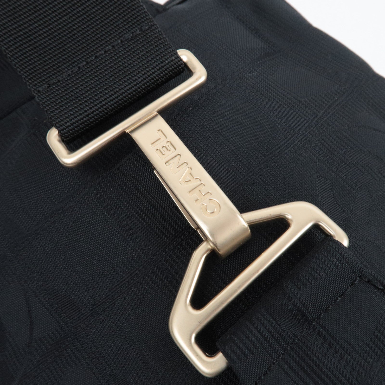 CHANEL New Travel Line Nylon Jacquard Waist Bag Black *G Card