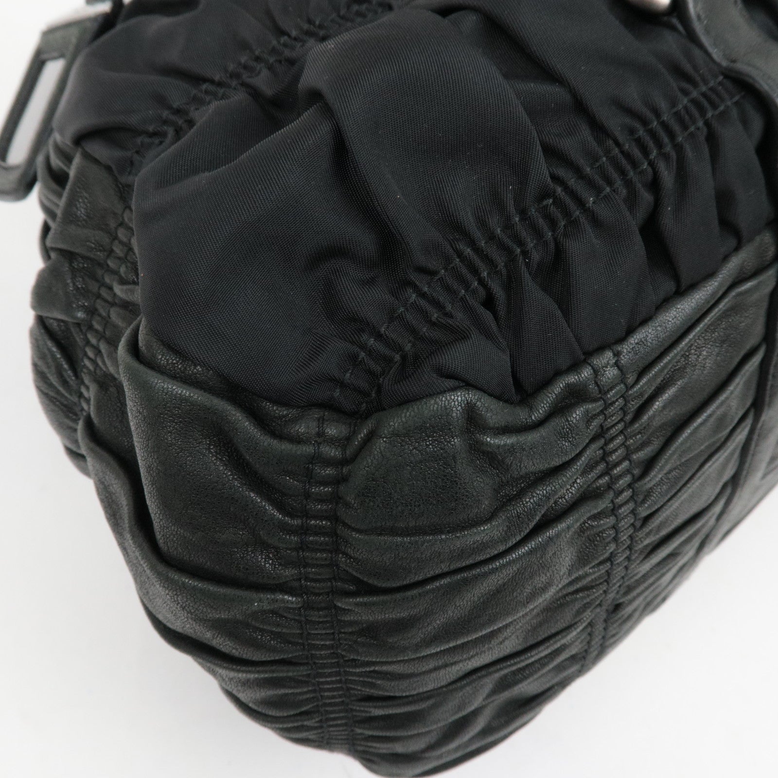 PRADA Nylon Gathered 2WAY Hand Bag Black BL0397 ※Dust Bag, Strap, G card, Name tag