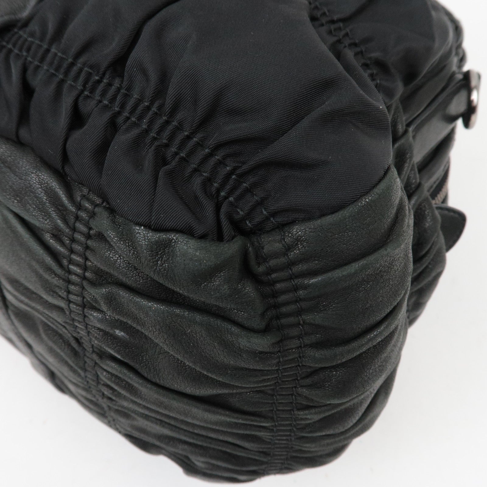 PRADA Nylon Gathered 2WAY Hand Bag Black BL0397 ※Dust Bag, Strap, G card, Name tag