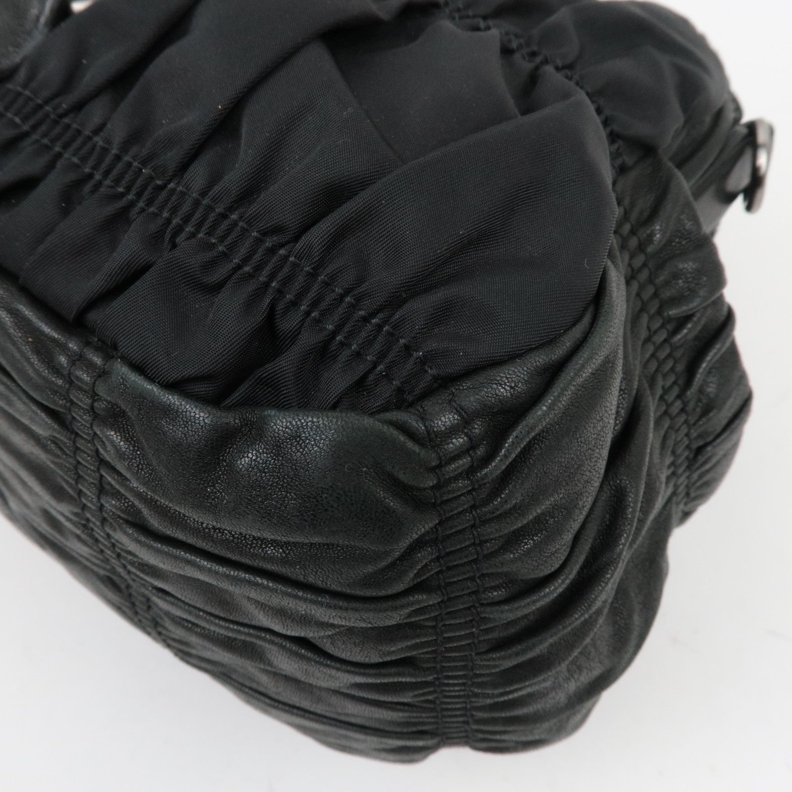 PRADA Nylon Gathered 2WAY Hand Bag Black BL0397 ※Dust Bag, Strap, G card, Name tag