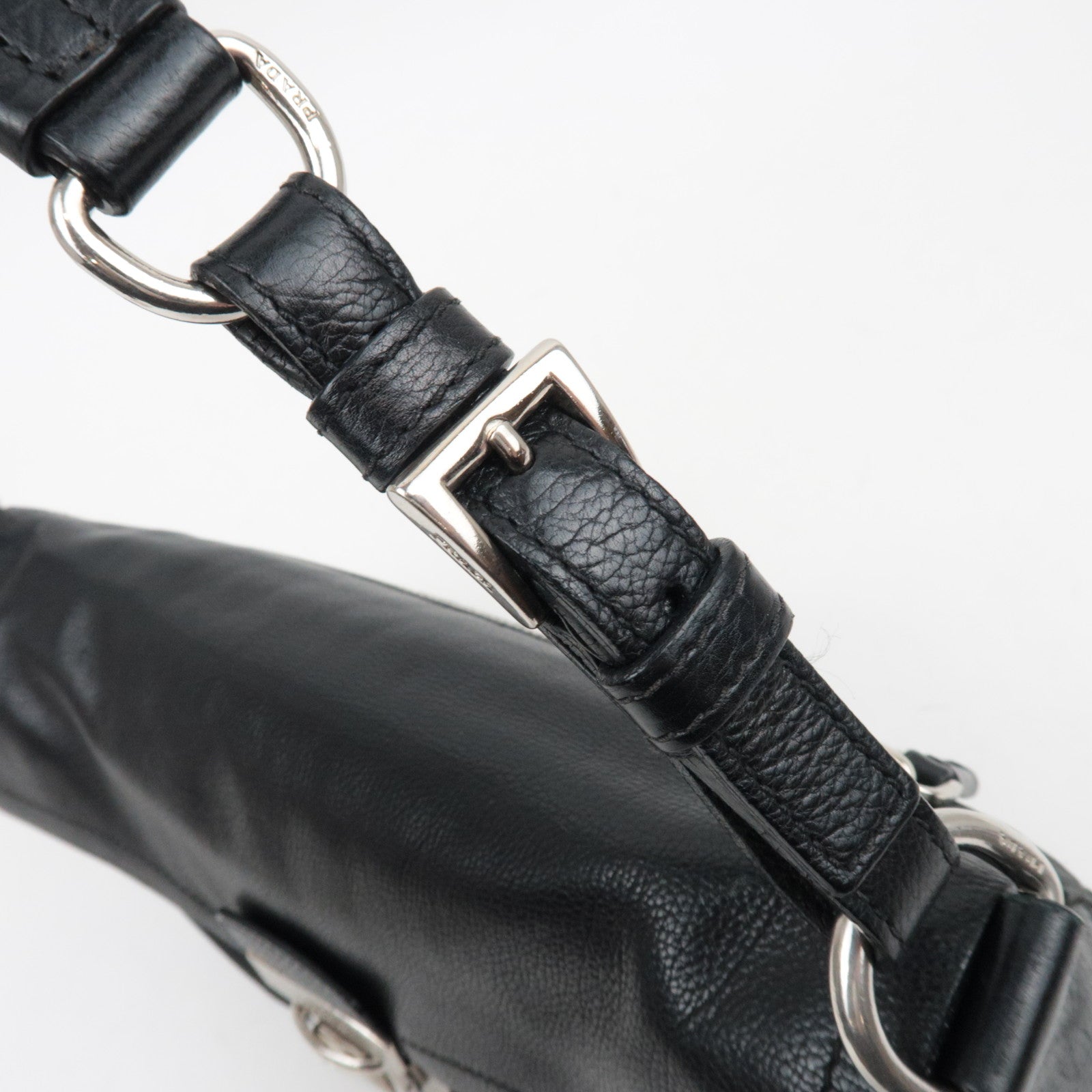 PRADA Leather One Shoulder Bag Black ※Dust Bag