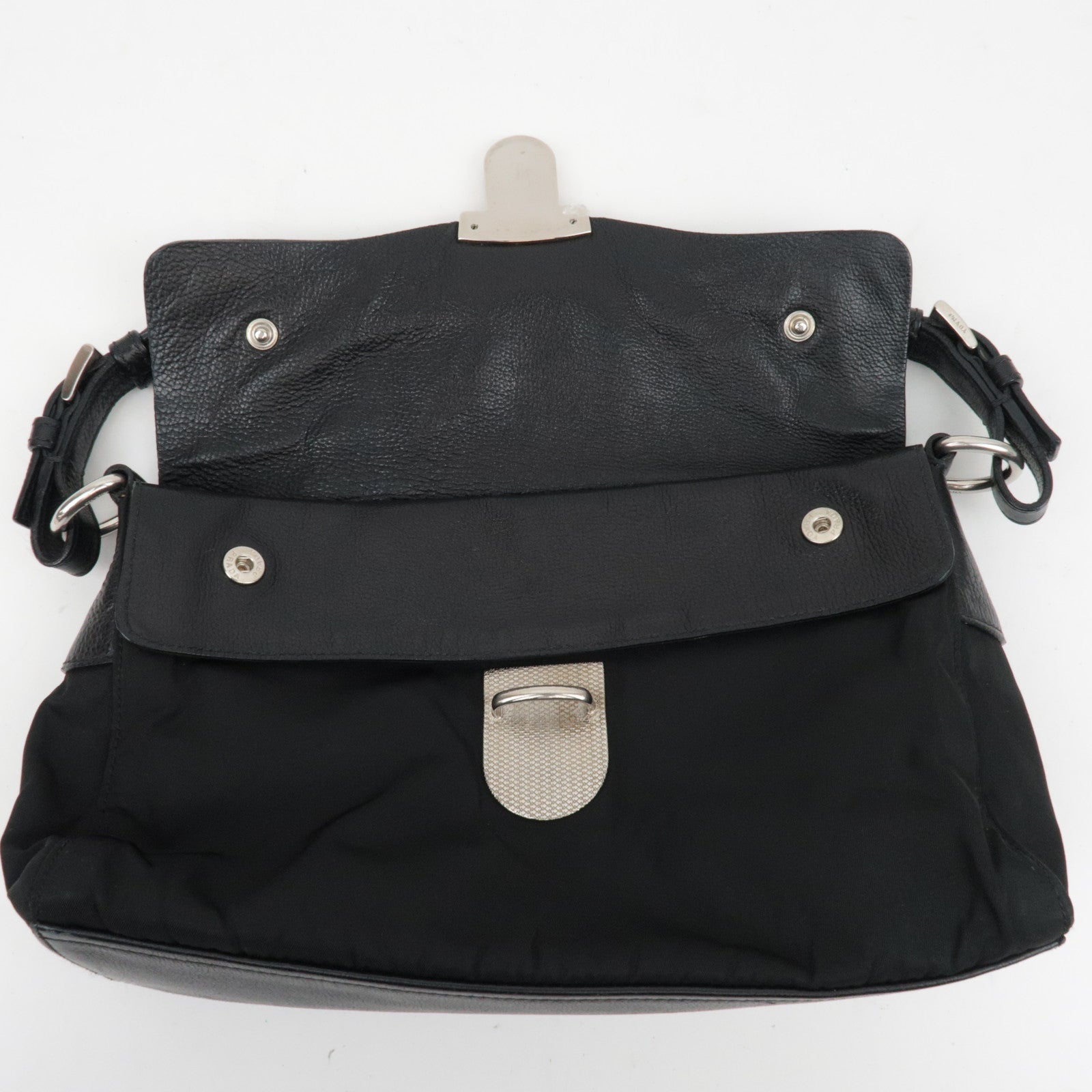 PRADA Leather One Shoulder Bag Black ※Dust Bag