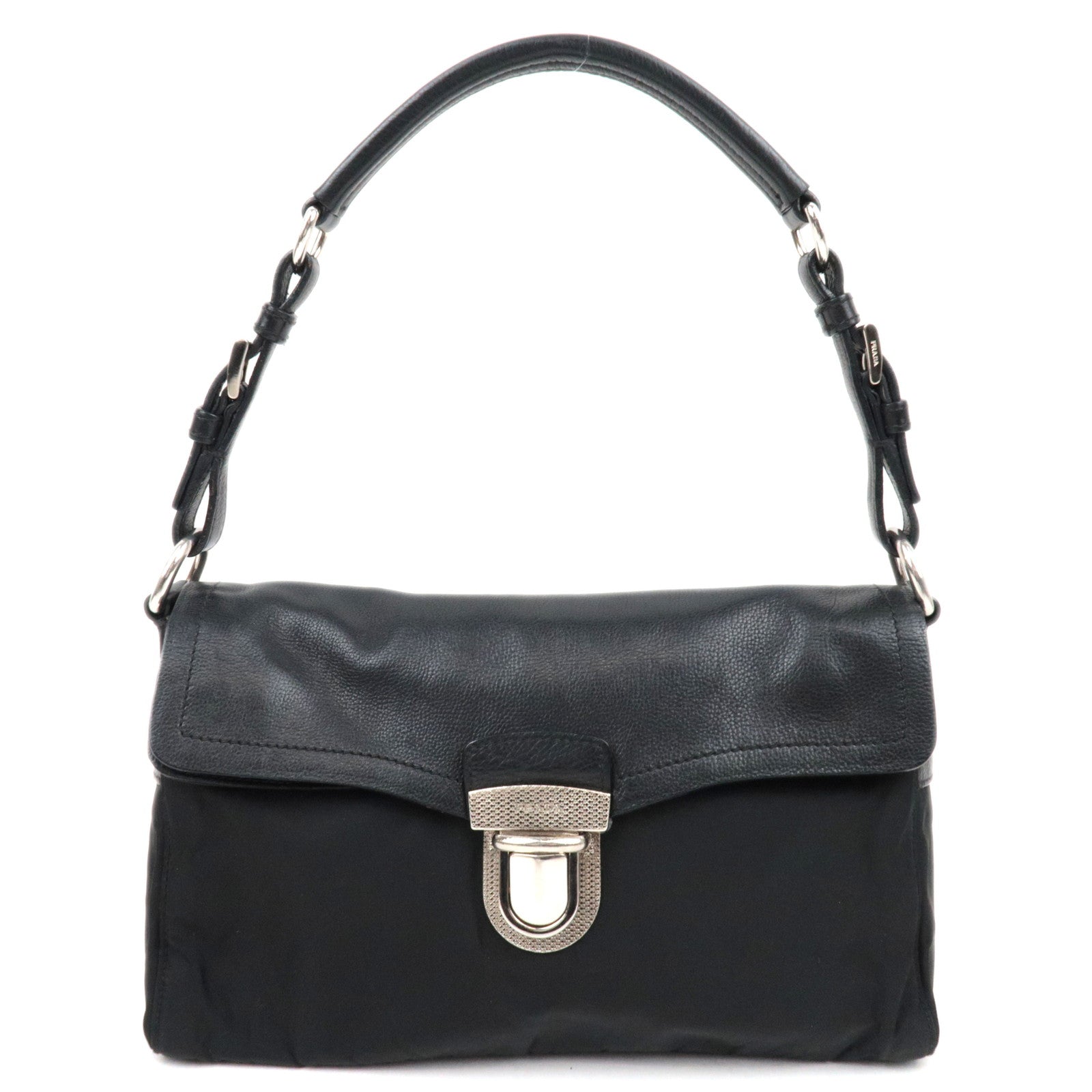 PRADA Leather One Shoulder Bag Black ※Dust Bag