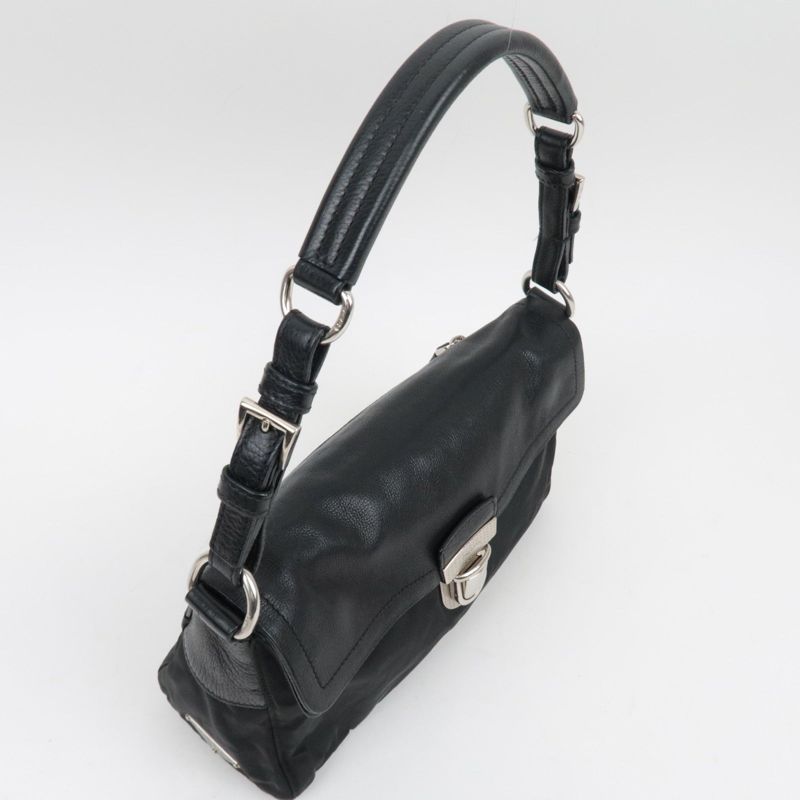 PRADA Leather One Shoulder Bag Black ※Dust Bag