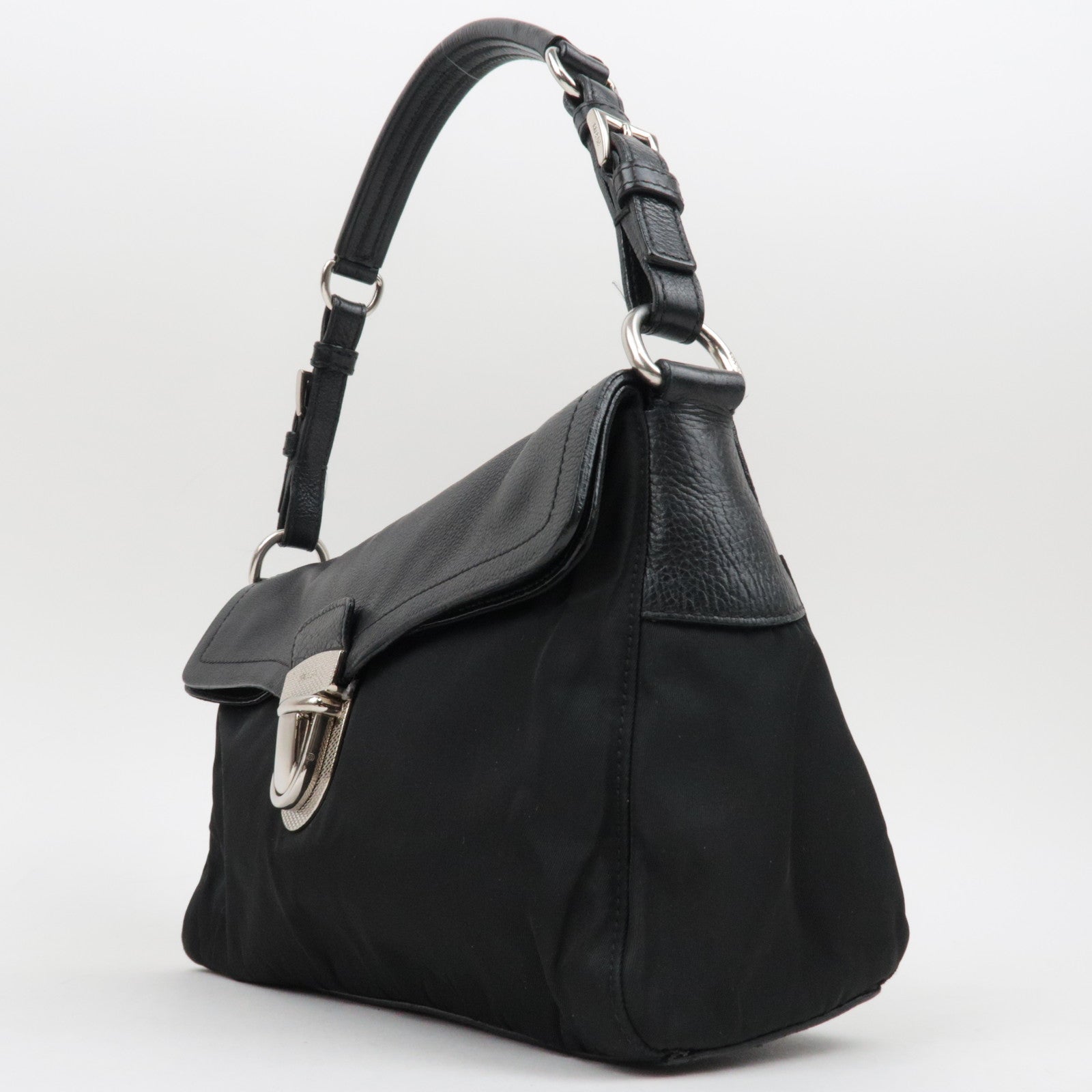 PRADA Leather One Shoulder Bag Black ※Dust Bag