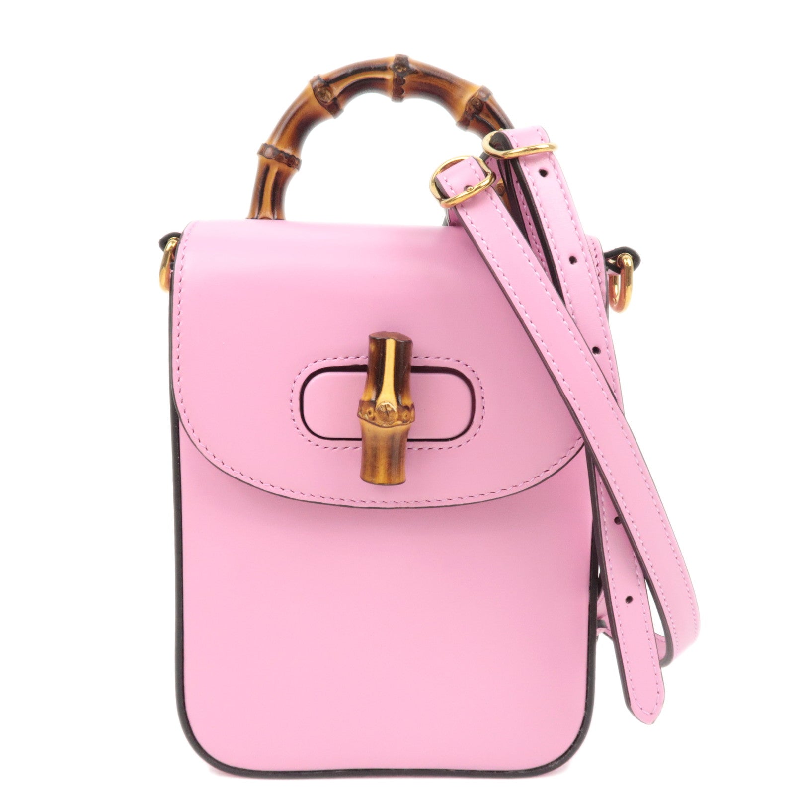 GUCCI Bamboo Mini 3WAY Shoulder Bag Pink 702106 *Dust bag, Strap