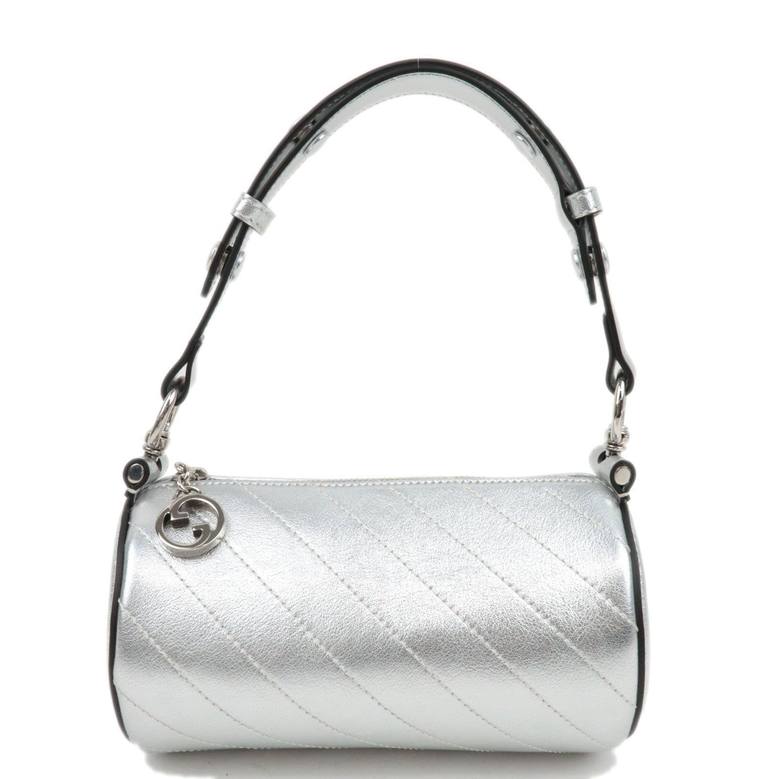 GUCCI Blondie Leather Shoulder Bag SIlver 760170 *Dust Bag