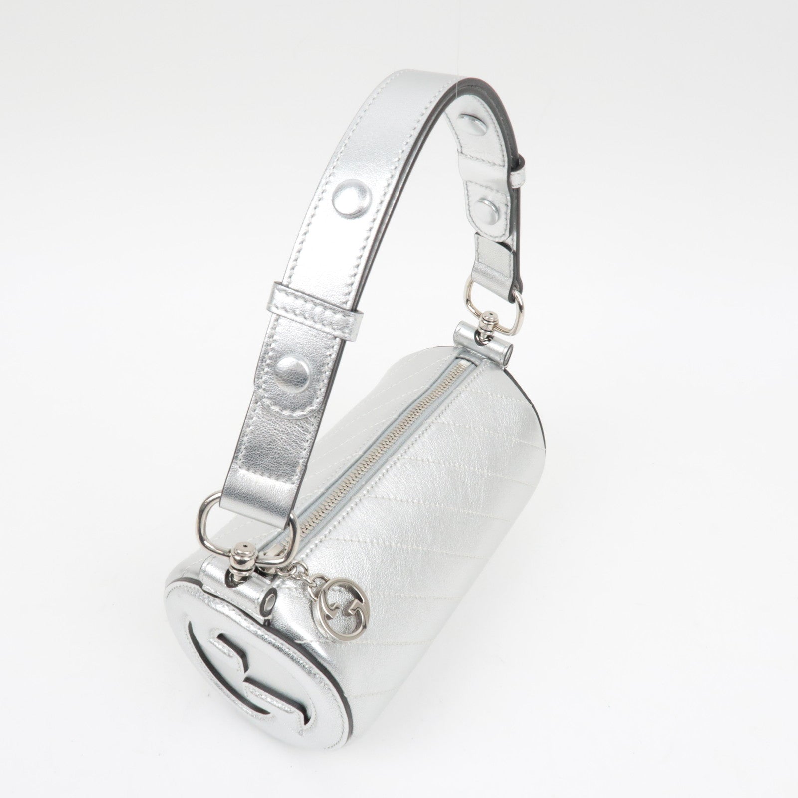 GUCCI Blondie Leather Shoulder Bag SIlver 760170 *Dust Bag