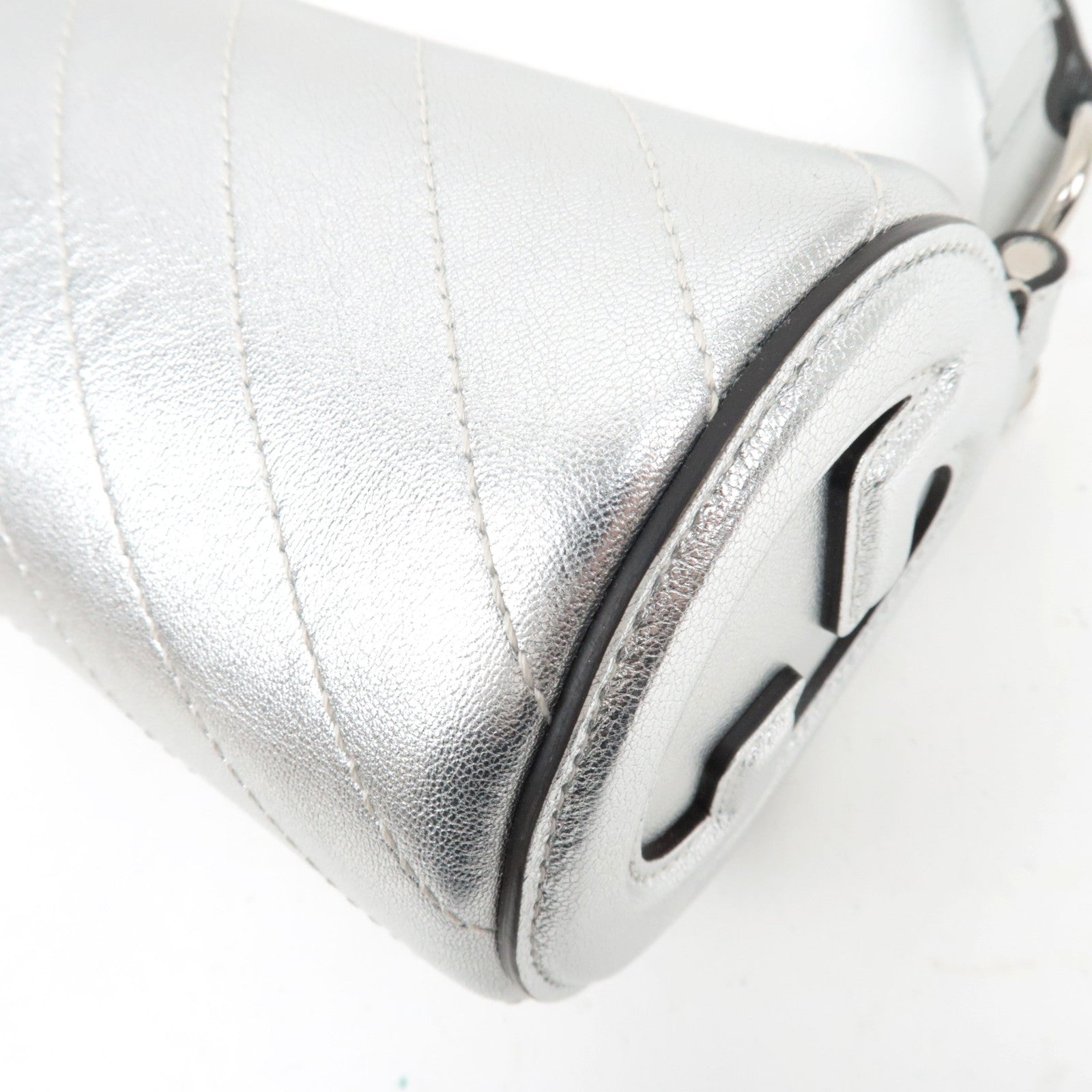 GUCCI Blondie Leather Shoulder Bag SIlver 760170 *Dust Bag