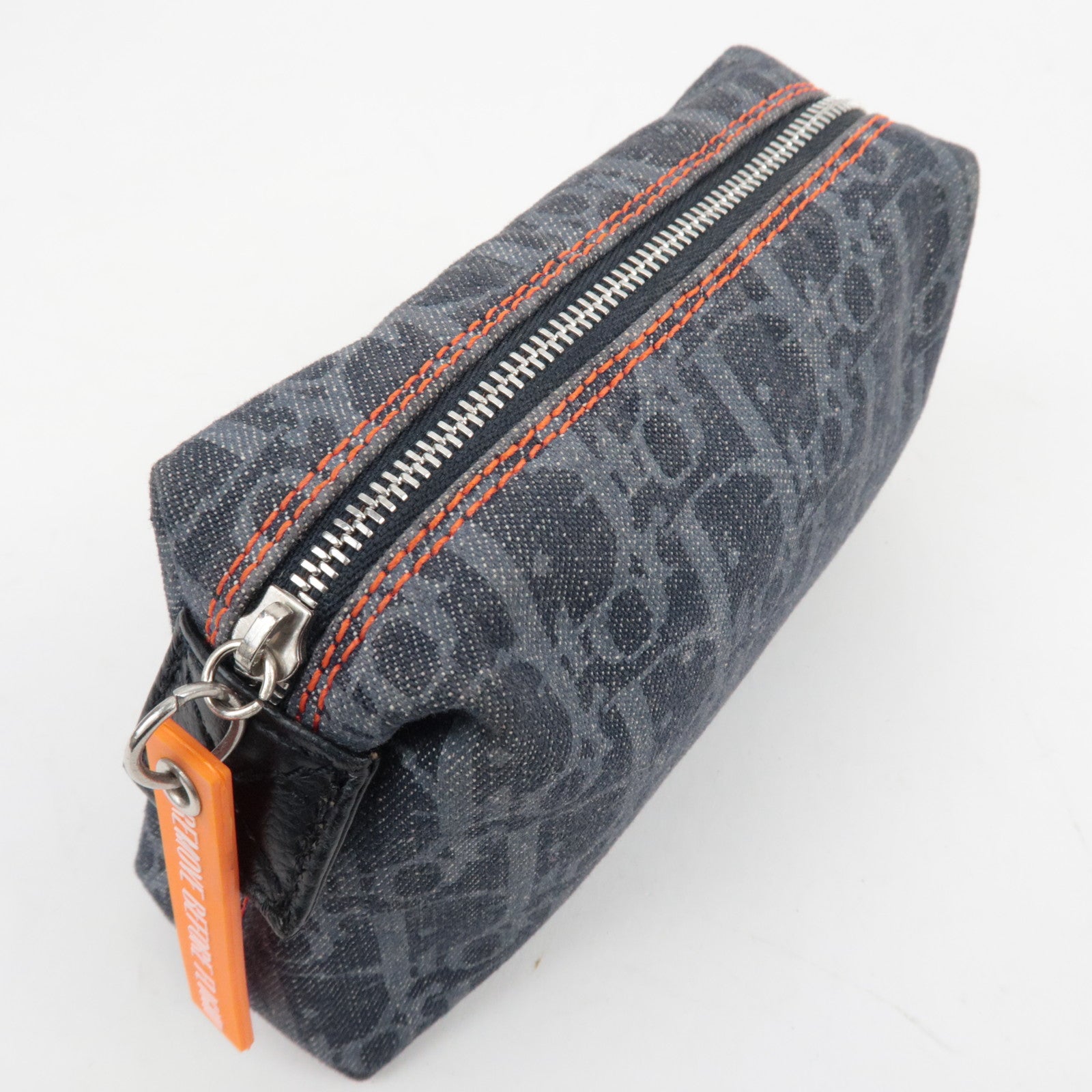 Christian Dior Flight Pouch Cosmetic Pouch Denim Navy