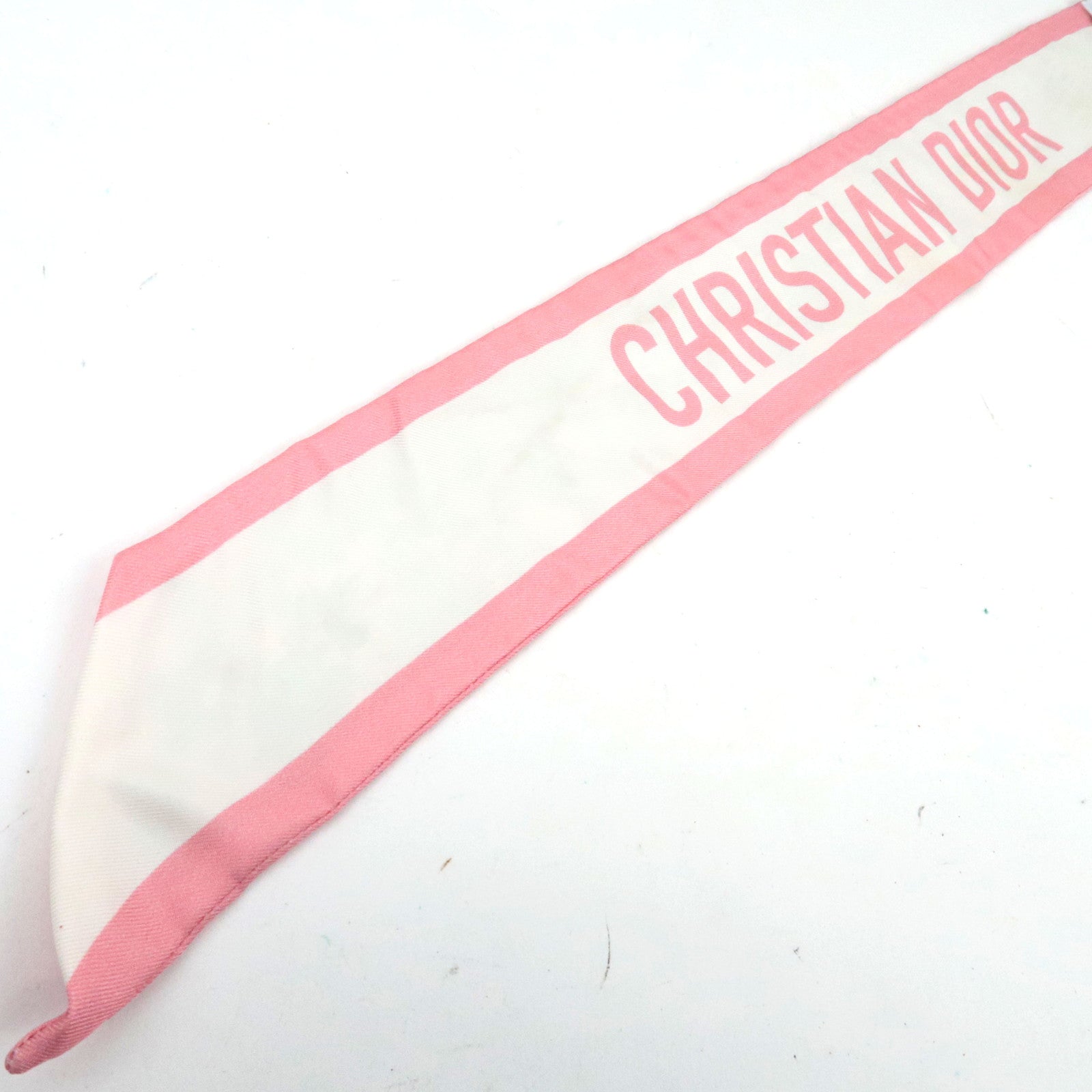 Christian Dior Twilly Scarf Silk 100% White Pink *Box