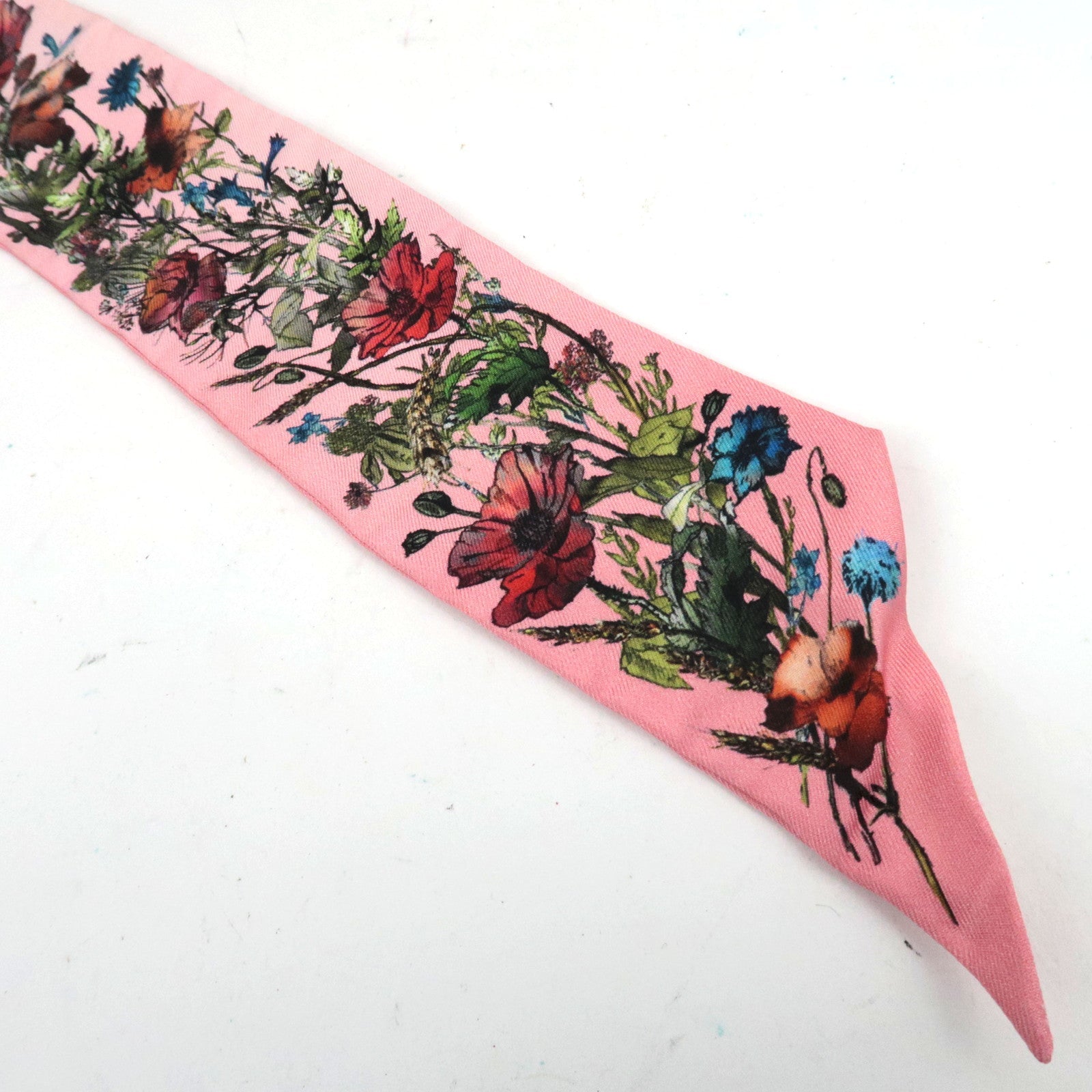 Christian Dior Twilly Scarf Silk 100% White Pink *Box