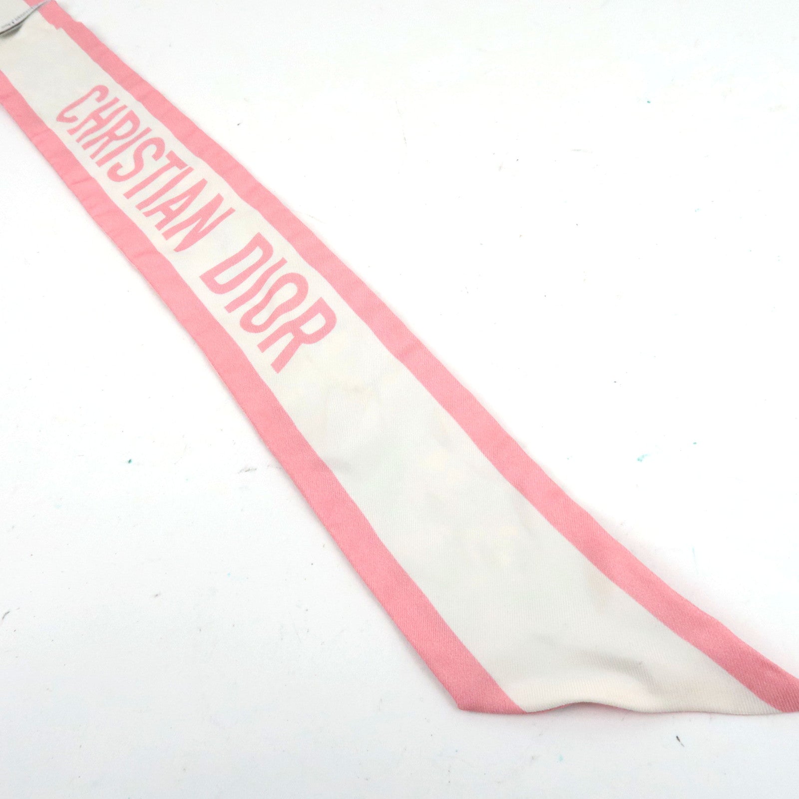 Christian Dior Twilly Scarf Silk 100% White Pink *Box