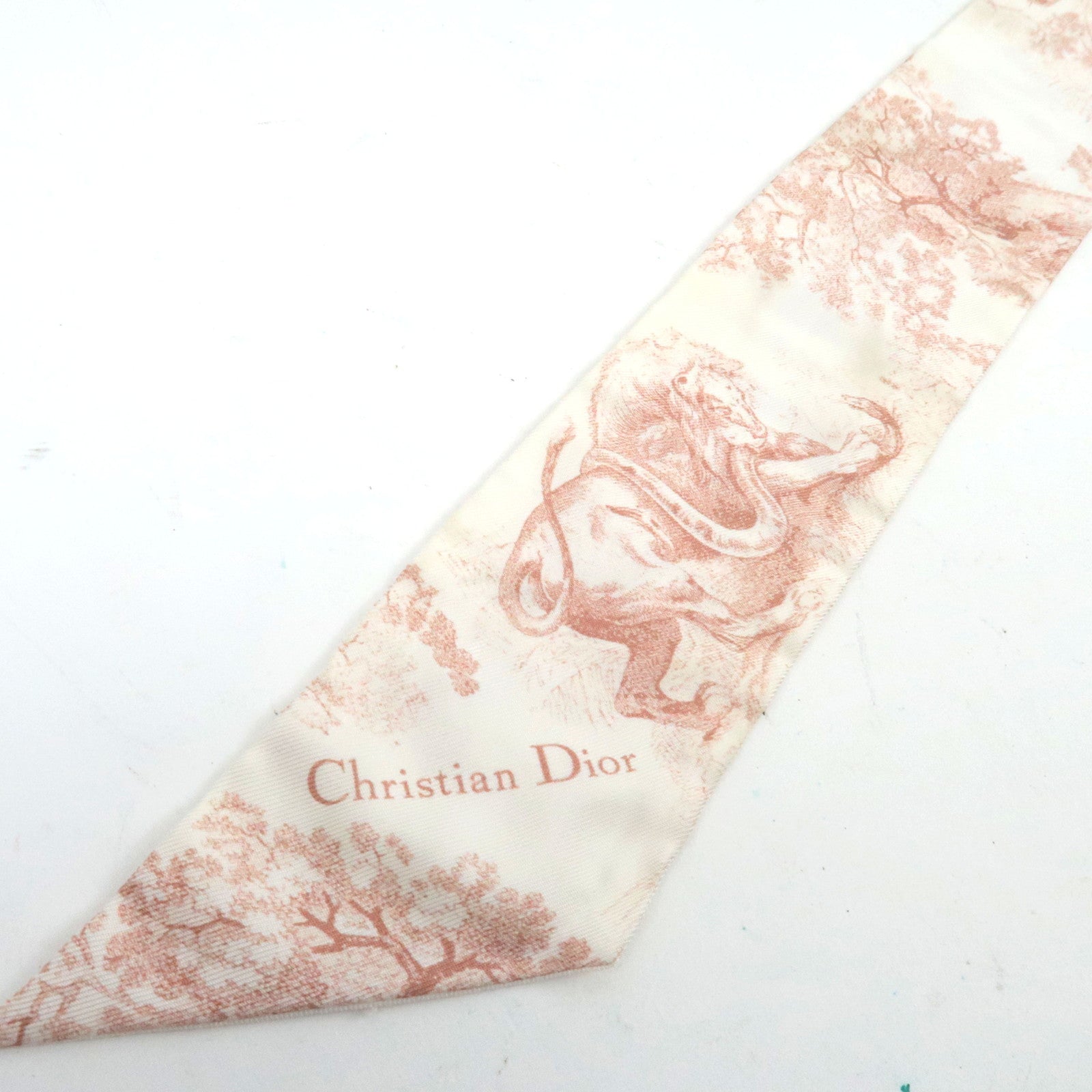 Christian Dior Twilly Scarf Silk 100% White Pink *Box