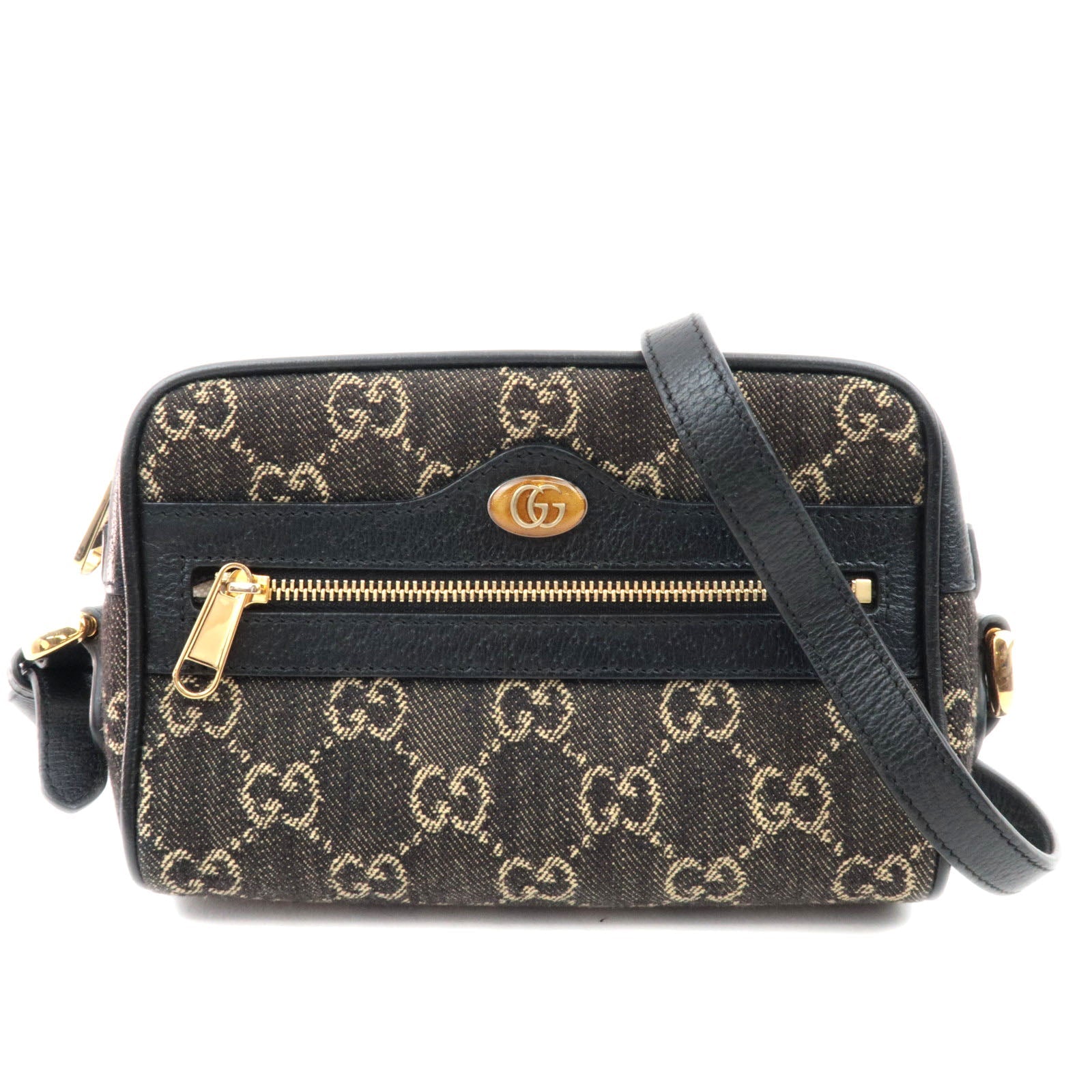 GUCCI Ophidia GG Jaguqard Denim Shoulder Bag Black 517350 *Dust Bag70736