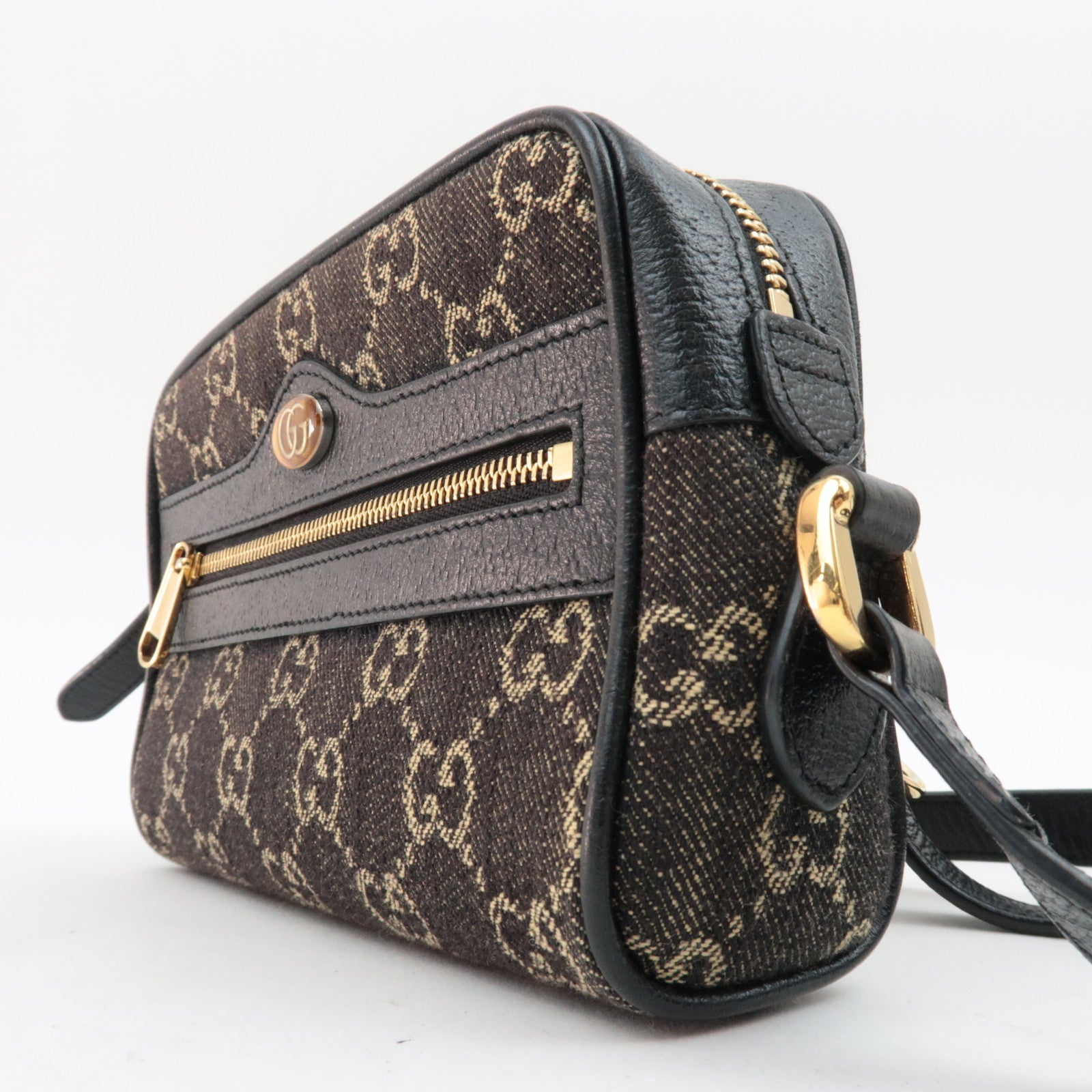GUCCI Ophidia GG Jaguqard Denim Schoudertas Zwart 517350 *Stofzak