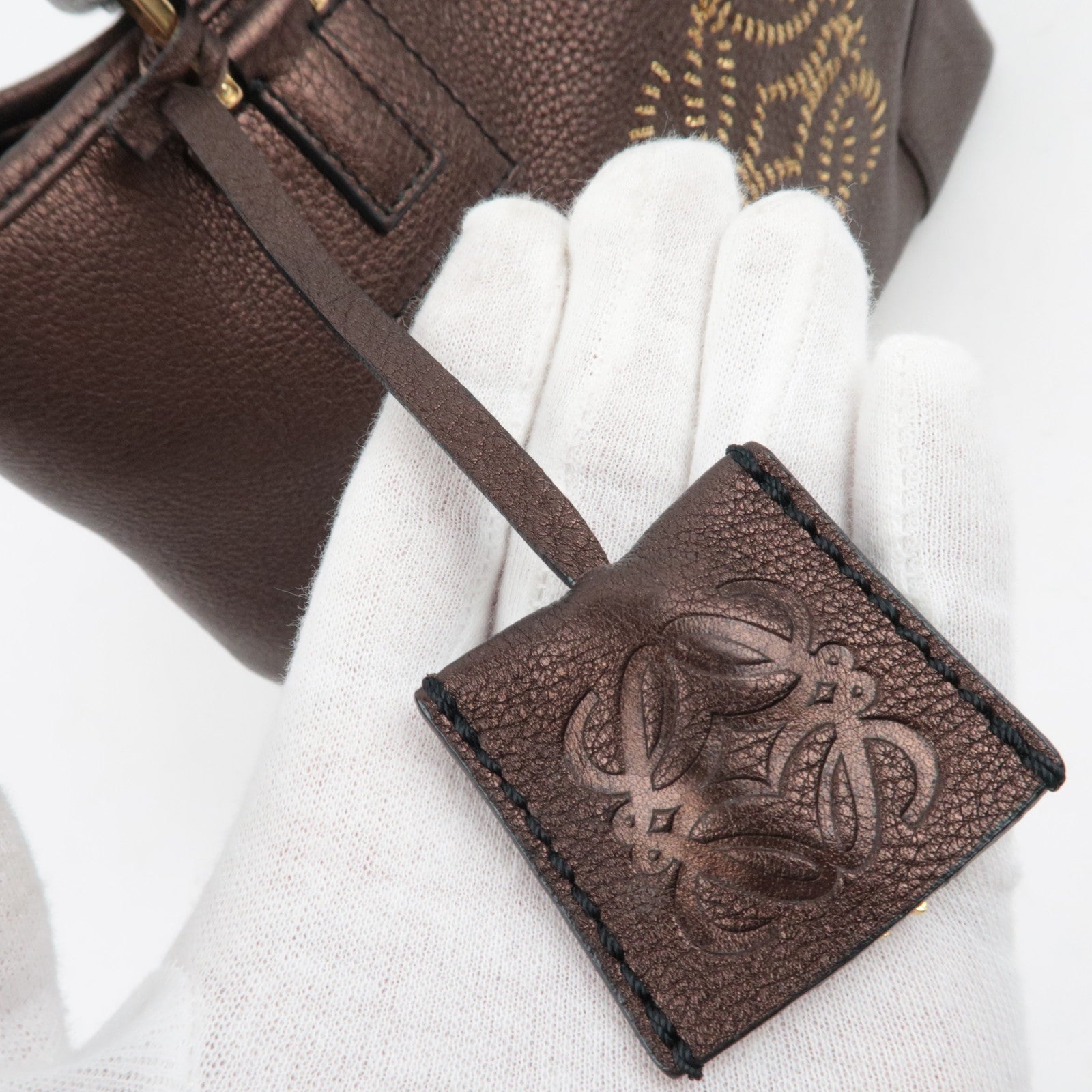 LOEWE Anagram Leather Amazona 28 Fusta Hand Bag Bronze *Crochette, Key Lock