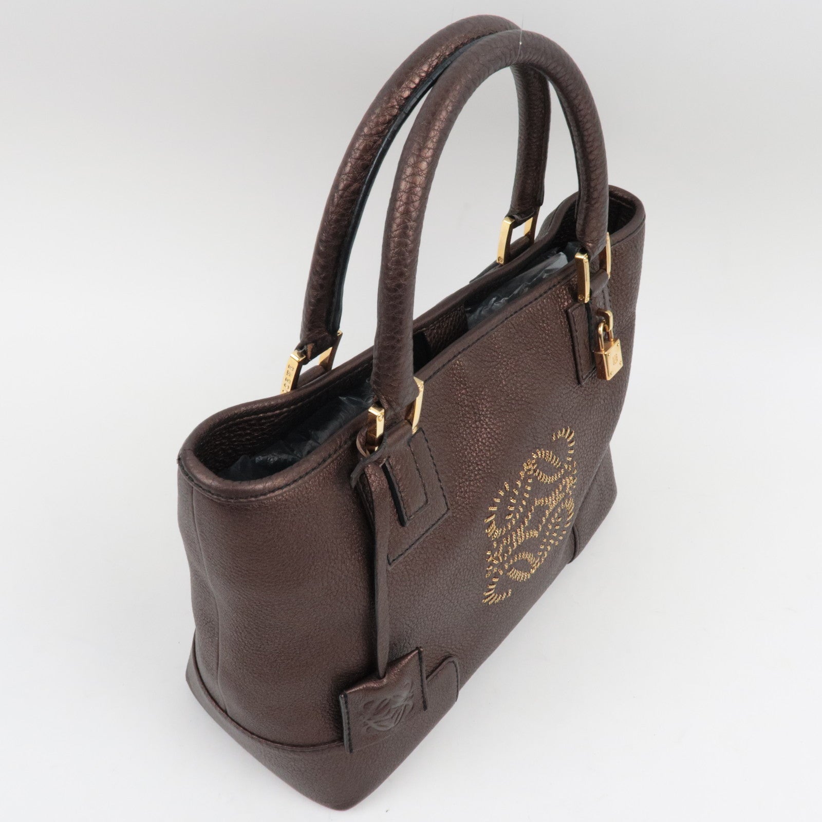 LOEWE Anagram Leather Amazona 28 Fusta Hand Bag Bronze *Crochette, Key Lock