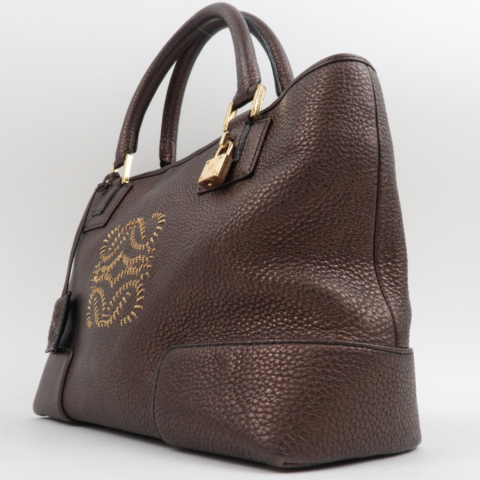 LOEWE Anagram Leather Amazona 28 Fusta Hand Bag Bronze *Crochette, Key Lock