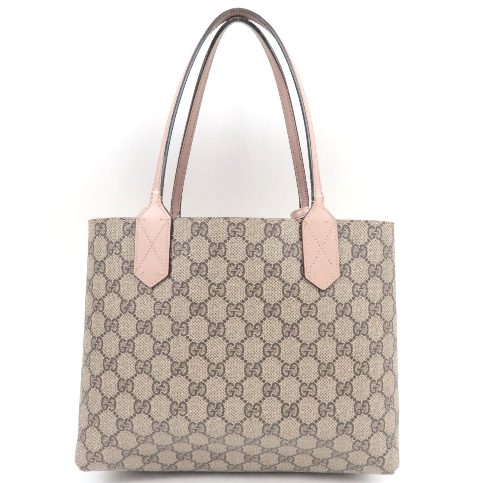 GUCCI GG Supreme Reversible Tote Bag Pink Beige 372613 *Name tag