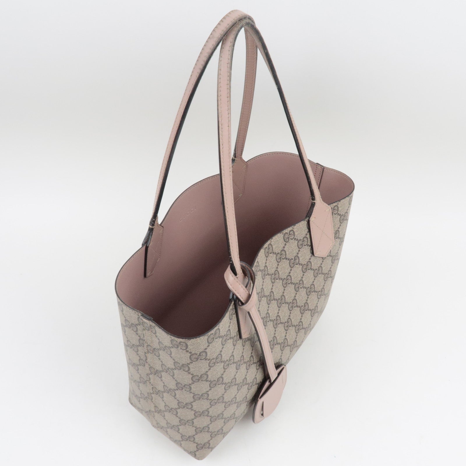 GUCCI GG Supreme Reversible Tote Bag Roze Beige 372613 *Naamlabel
