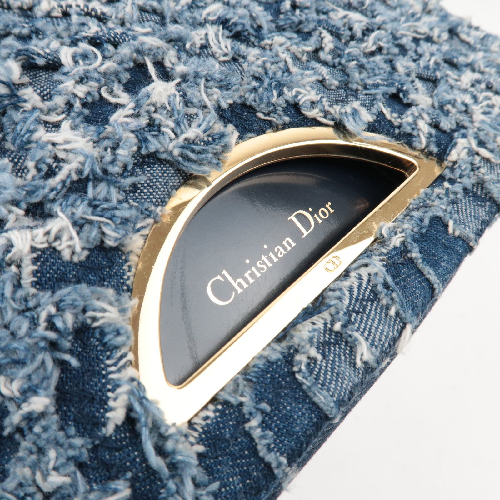 Christinan Dior Maris Pearl Denim One Shoulder Bag Denim Blue