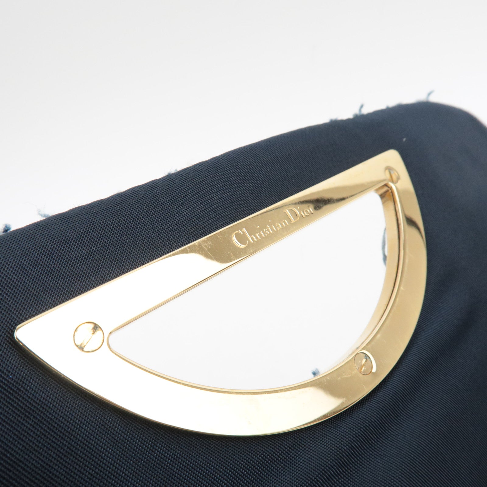 Christinan Dior Maris Pearl Denim One Shoulder Bag Denim Blue