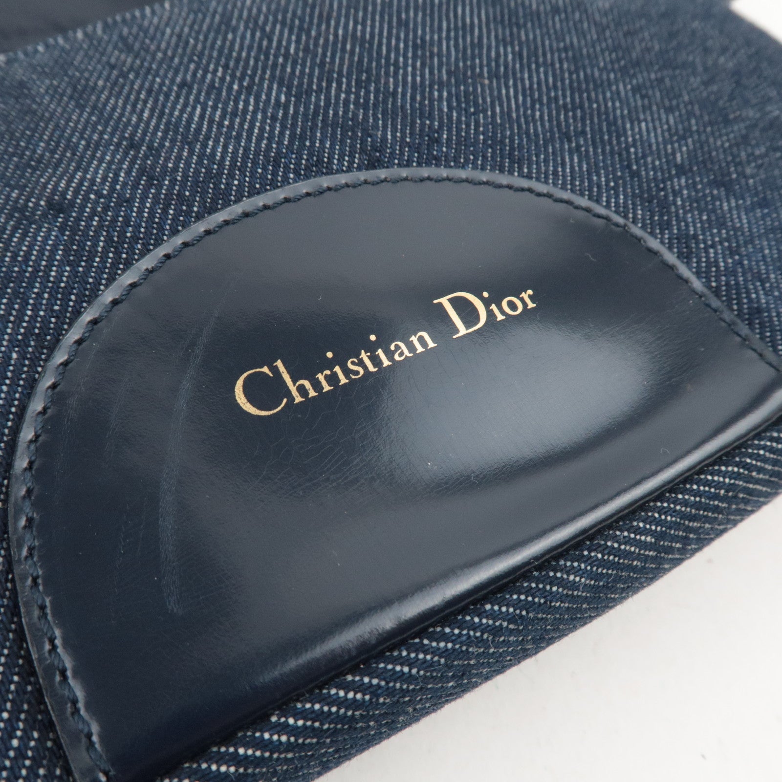 Christinan Dior Maris Pearl Denim One Shoulder Bag Denim Blue