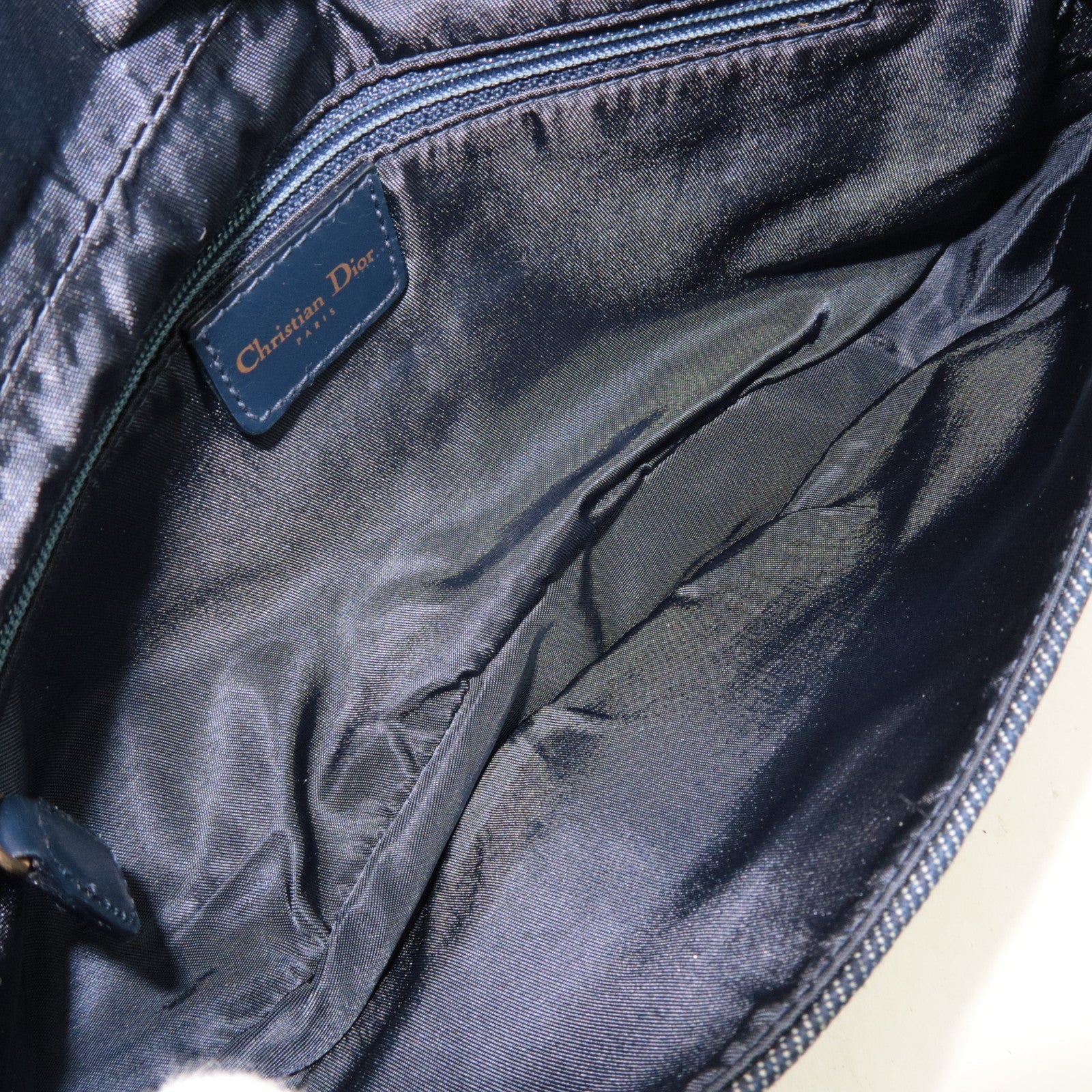 Christinan Dior Maris Pearl Denim One Shoulder Bag Denim Blue