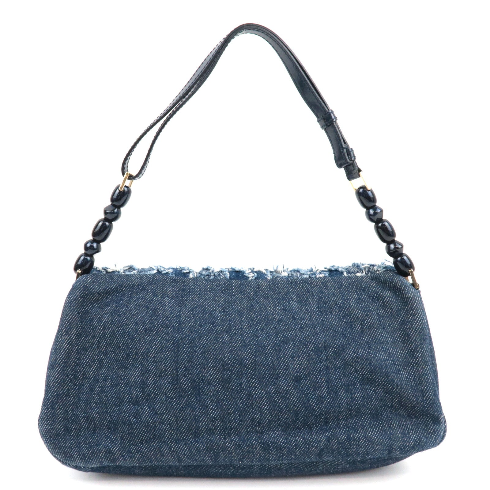Christinan Dior Maris Pearl Denim One Shoulder Bag Denim Blue