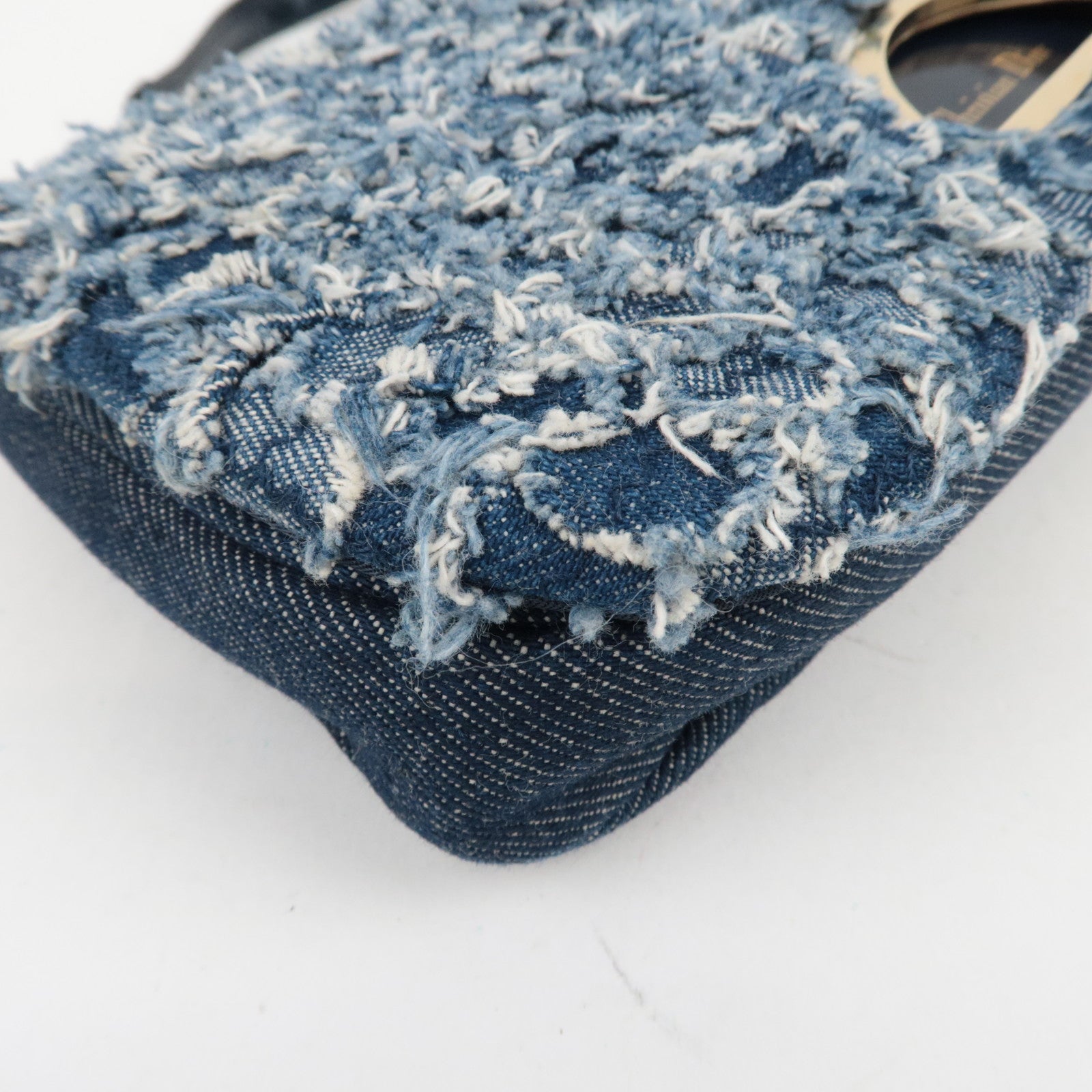 Christinan Dior Maris Pearl Denim One Shoulder Bag Denim Blue