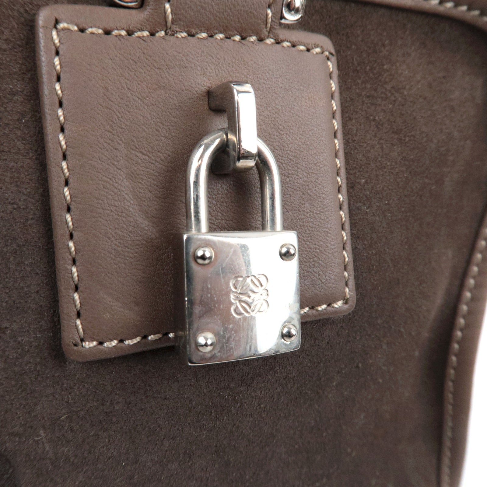 Loewe Anagram Amazona 28 Handbag Suede Brown *Crochette, Key Lock