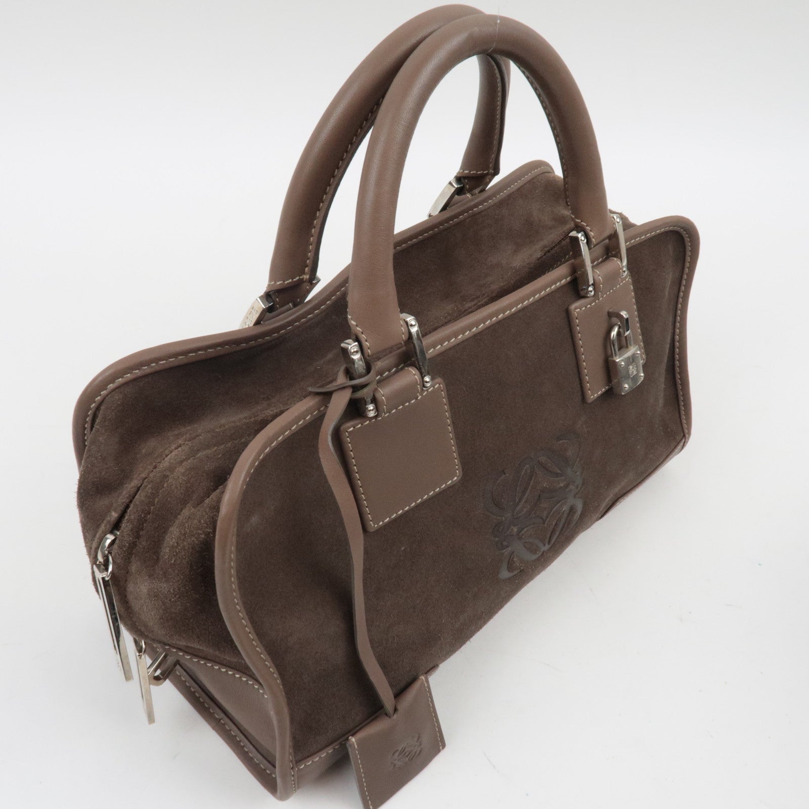 Loewe Anagram Amazona 28 Handbag Suede Brown *Crochette, Key Lock